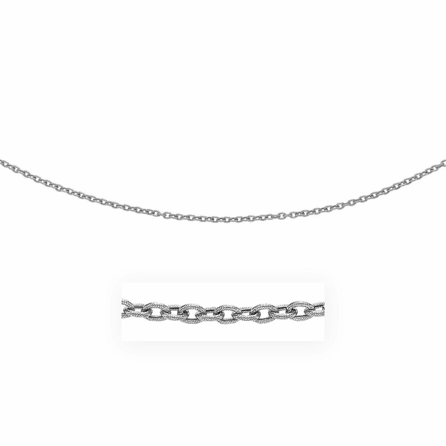 3.5mm 14k White Gold Pendant Chain with Textured Links by Bids.com