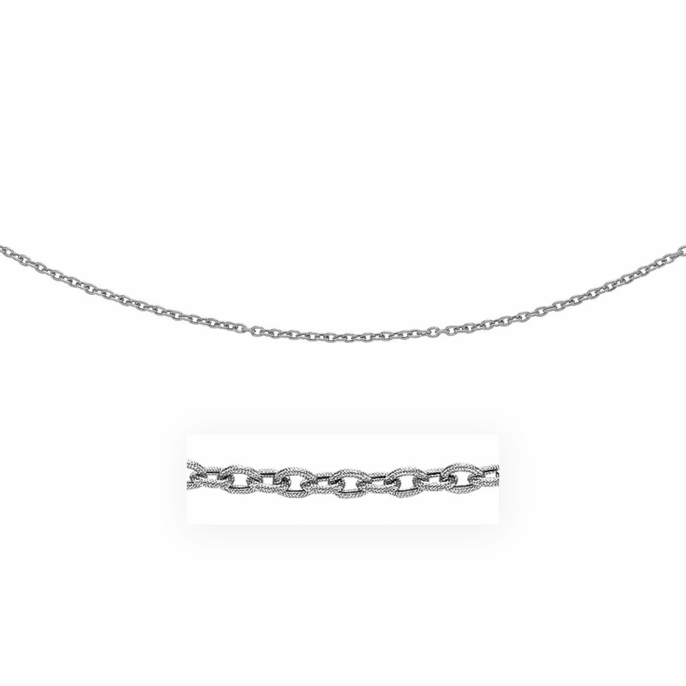 3.5mm 14k White Gold Pendant Chain with Textured Links by Bids.com