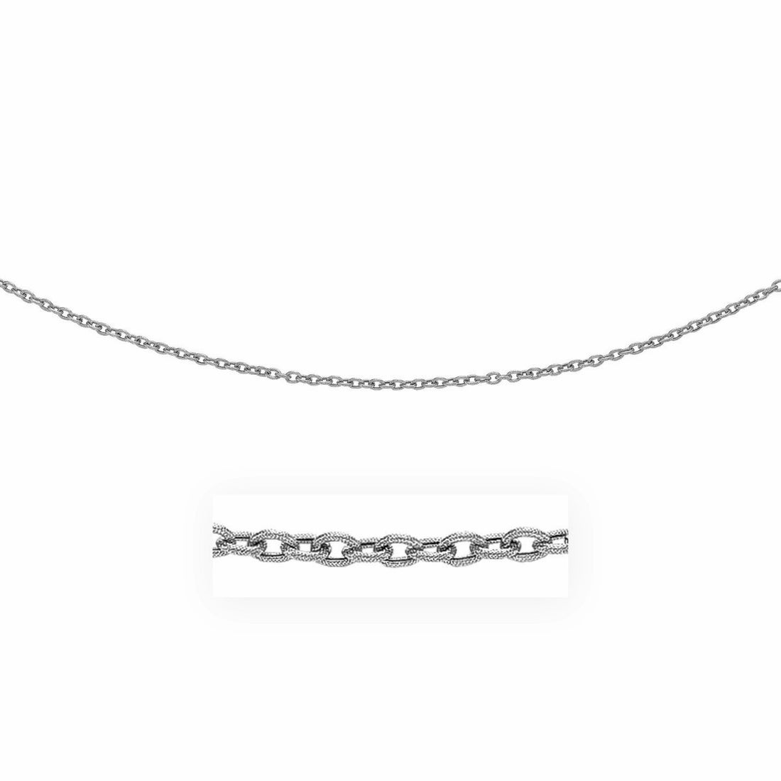 3.5mm 14k White Gold Pendant Chain with Textured Links by Bids.com
