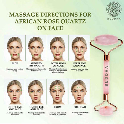 Buddha Natural M African Rose Quartz Face Roller - Helps To Reduce Puffiness Massager