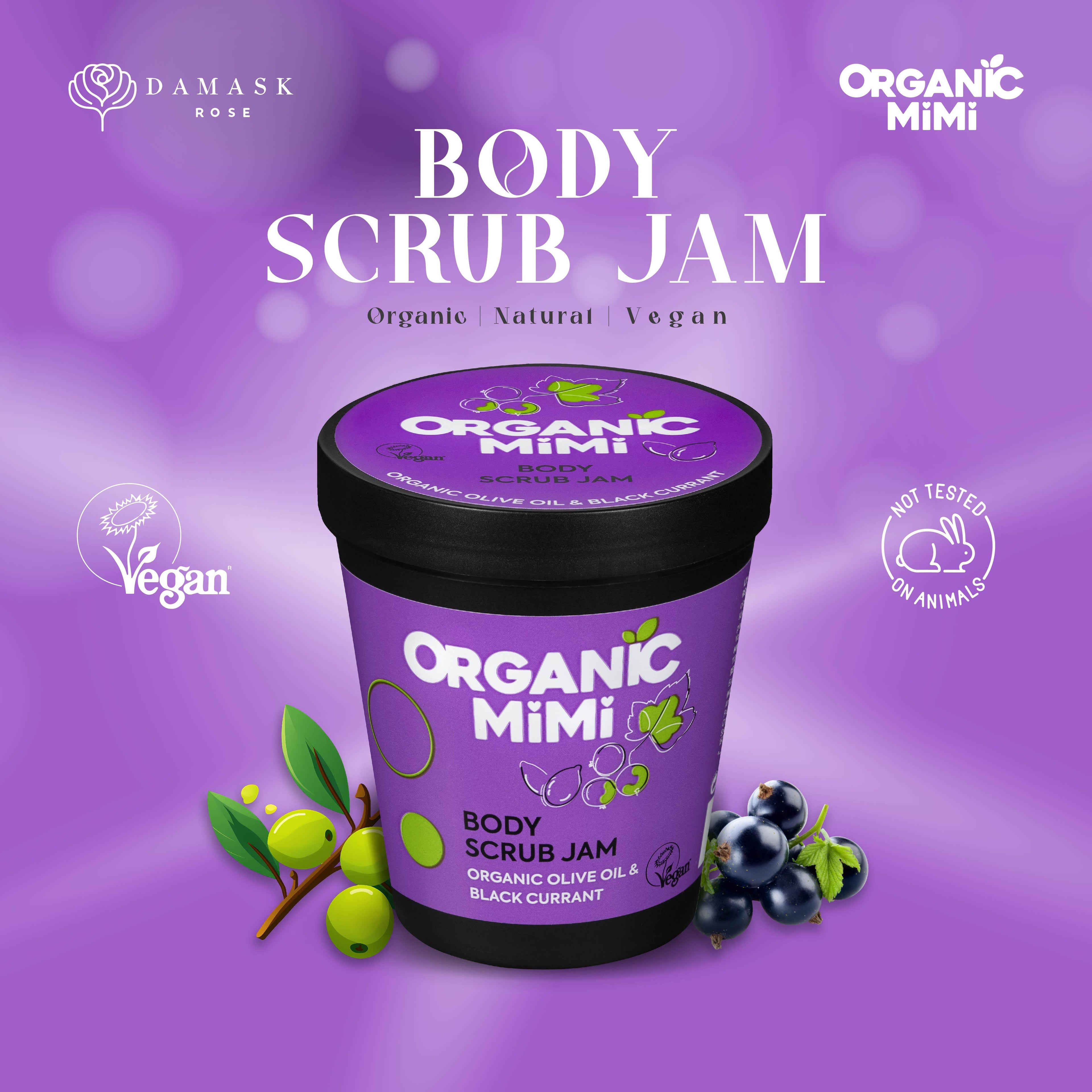 Organic Mimi, Body Scrub Jam Olive &amp; Black Currant, 250 g by Damask Rose
