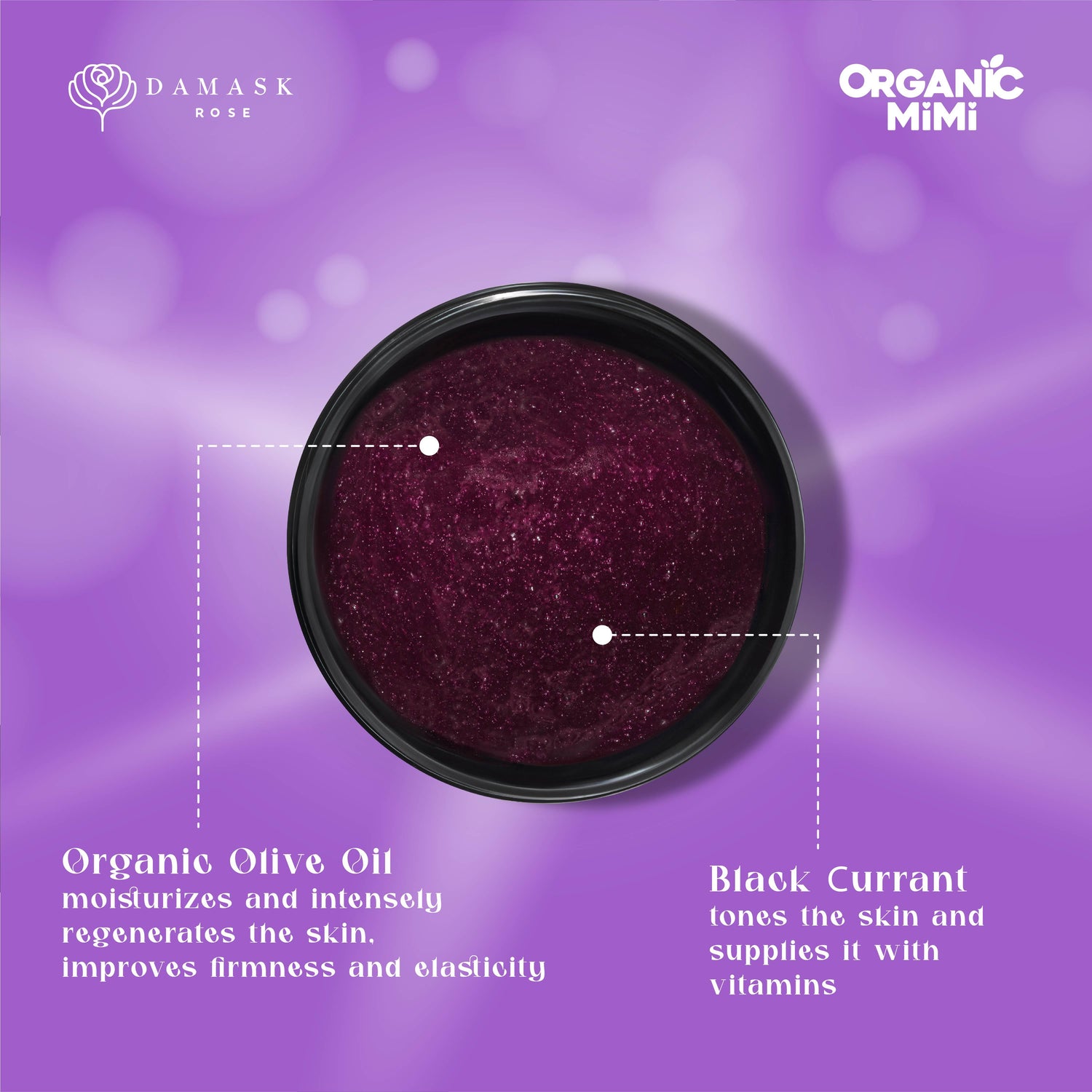 Organic Mimi, Body Scrub Jam Olive &amp; Black Currant, 250 g by Damask Rose
