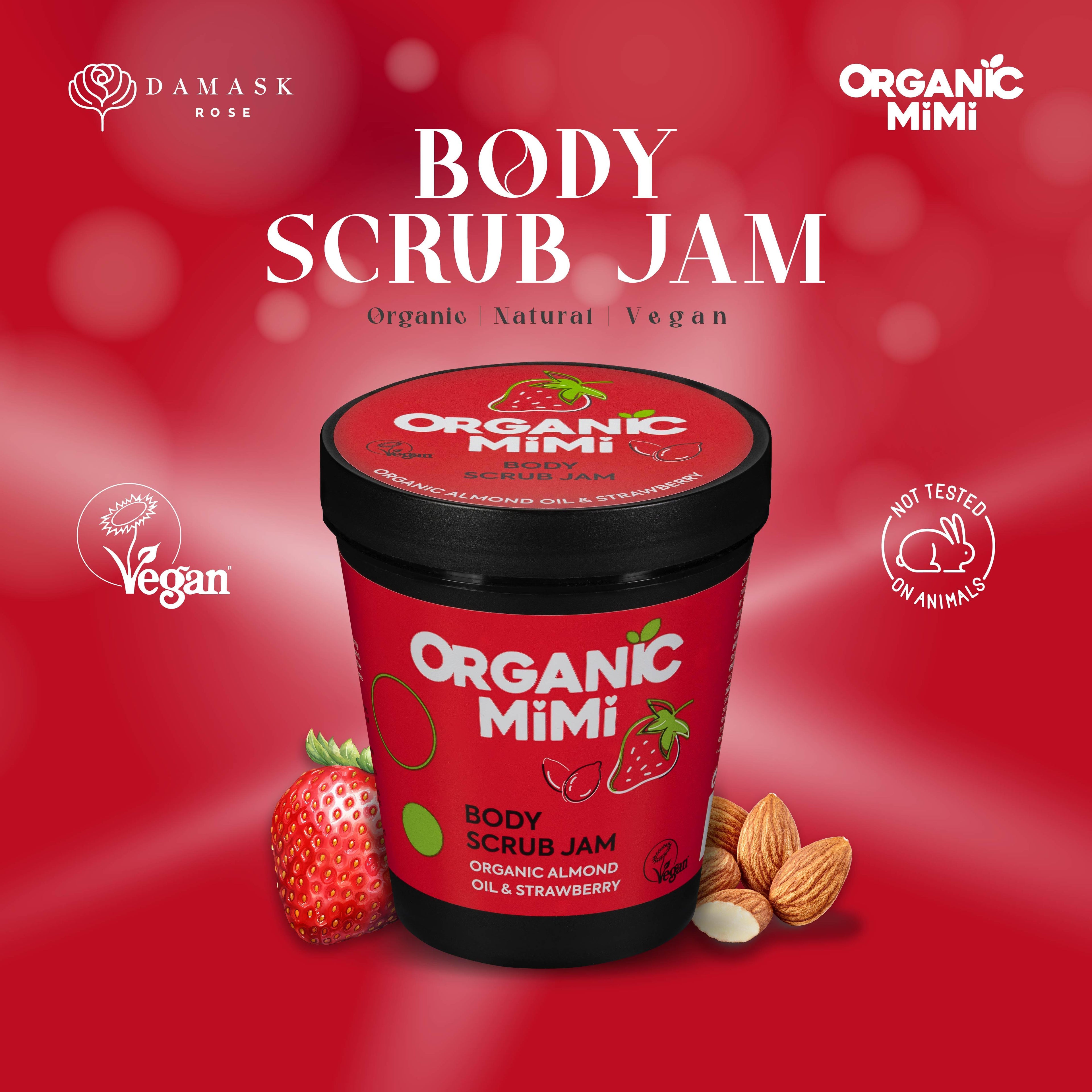 Organic Mimi, Body Scrub Jam Almond &amp; Strawberry, 250 g by Damask Rose