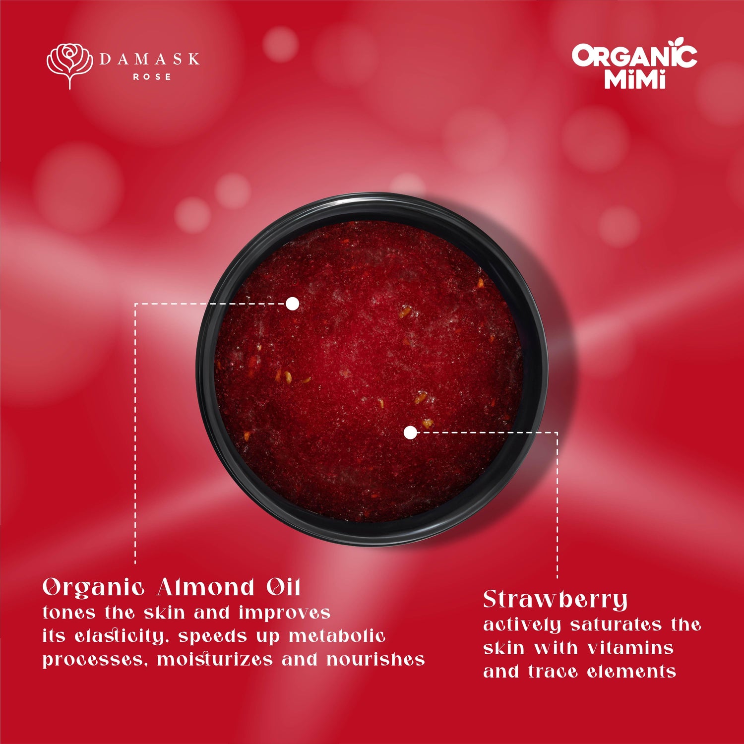 Organic Mimi, Body Scrub Jam Almond &amp; Strawberry, 250 g by Damask Rose