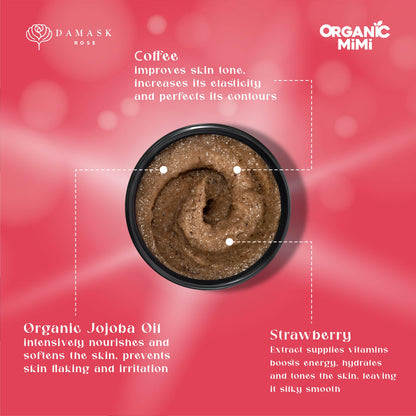 Organic Mimi, Body Scrub Energy Strawberry &amp; Coffee, 250 g by Damask Rose