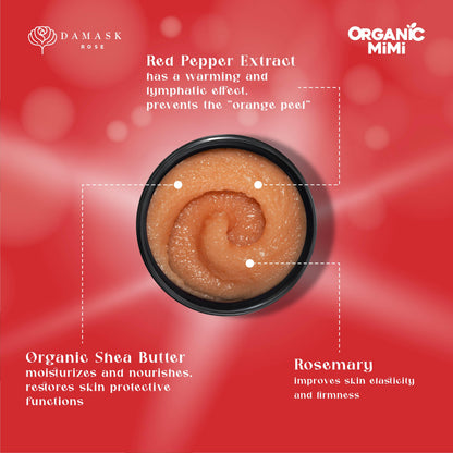 Organic Mimi, Body Scrub Anticellulite Red Pepper &amp; Rosemary, 250 g by Damask Rose