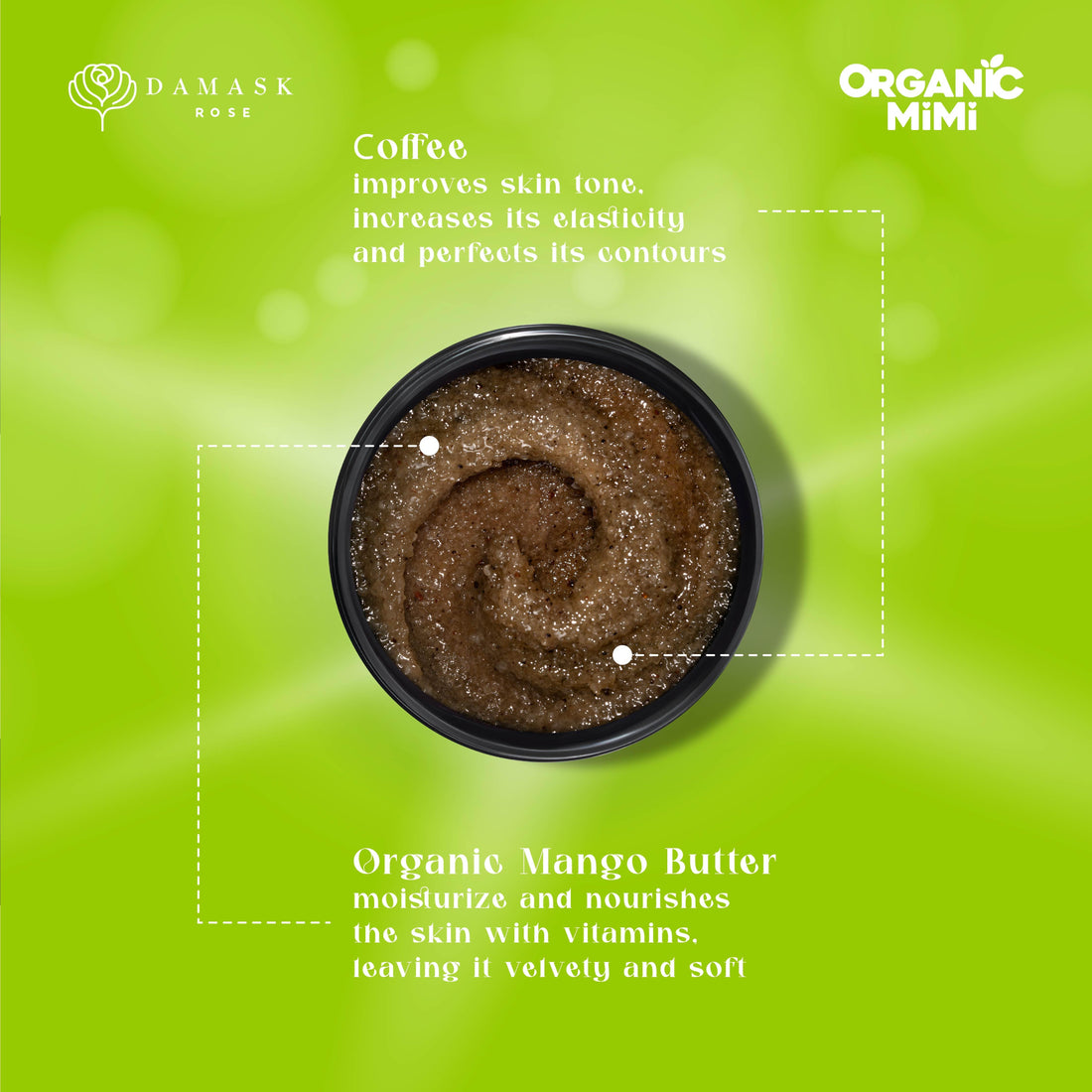 Organic Mimi, Body Scrub Lifting Mango &amp; Coffee, 250 g by Damask Rose