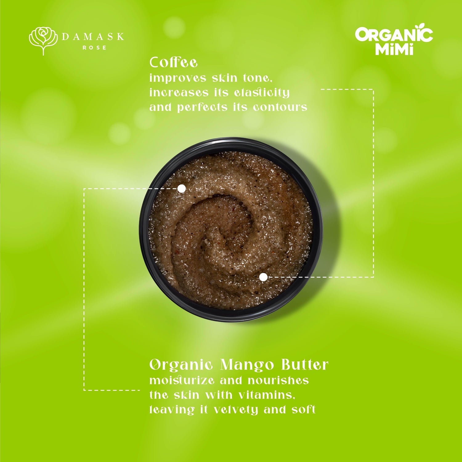 Organic Mimi, Body Scrub Lifting Mango &amp; Coffee, 250 g by Damask Rose