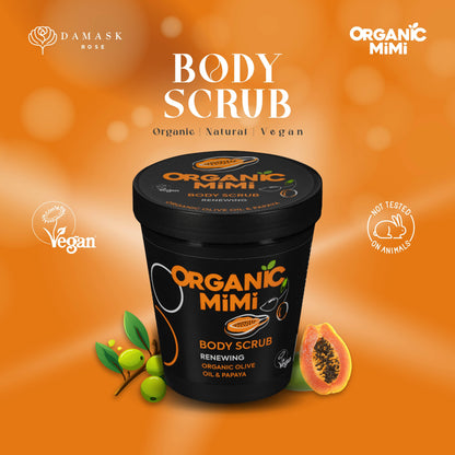Organic Mimi, Body Scrub Renewing Olive &amp; Papaya, 250 g by Damask Rose