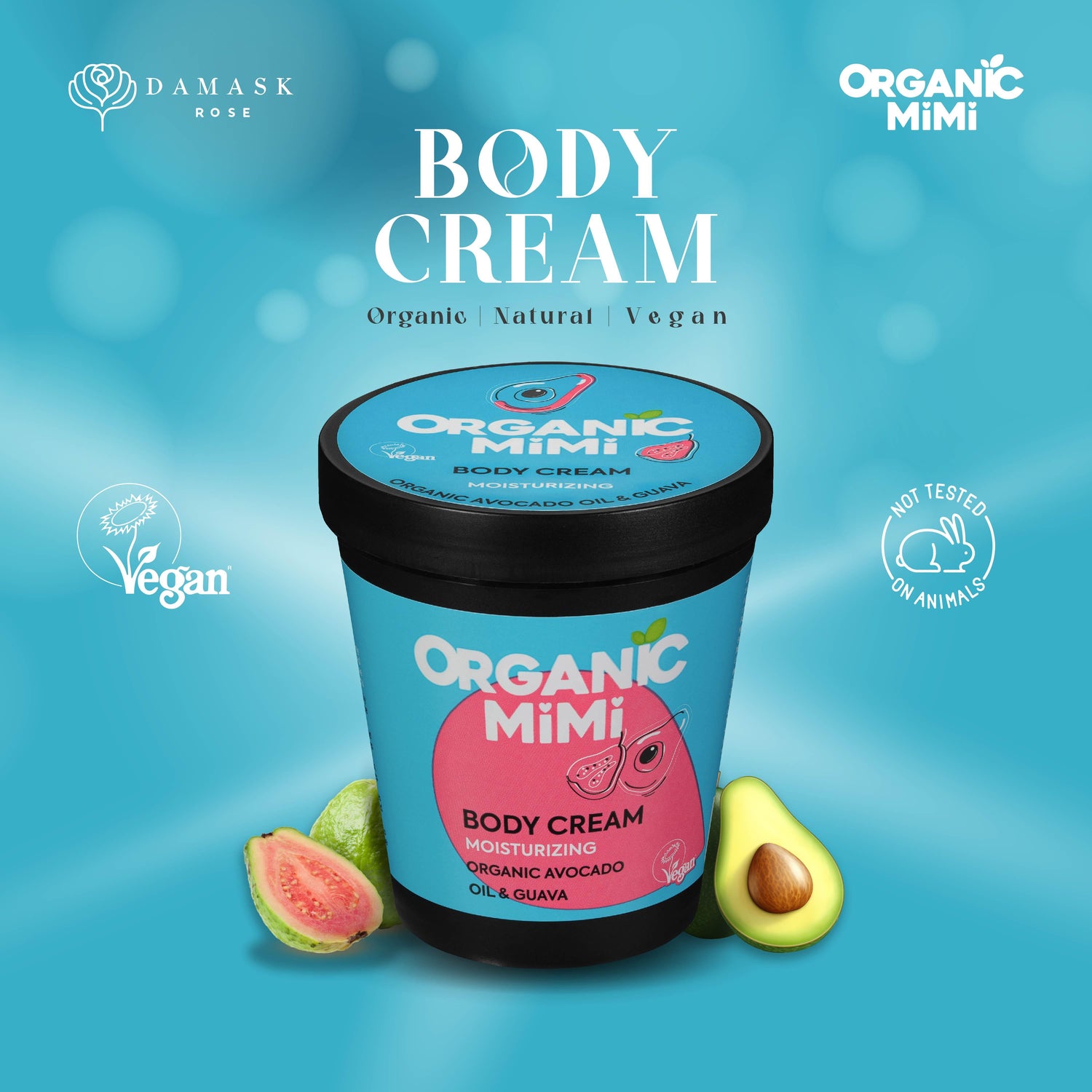 Organic Mimi, Body Cream Moisturizing Avocado &amp; Guava, 200 ml by Damask Rose