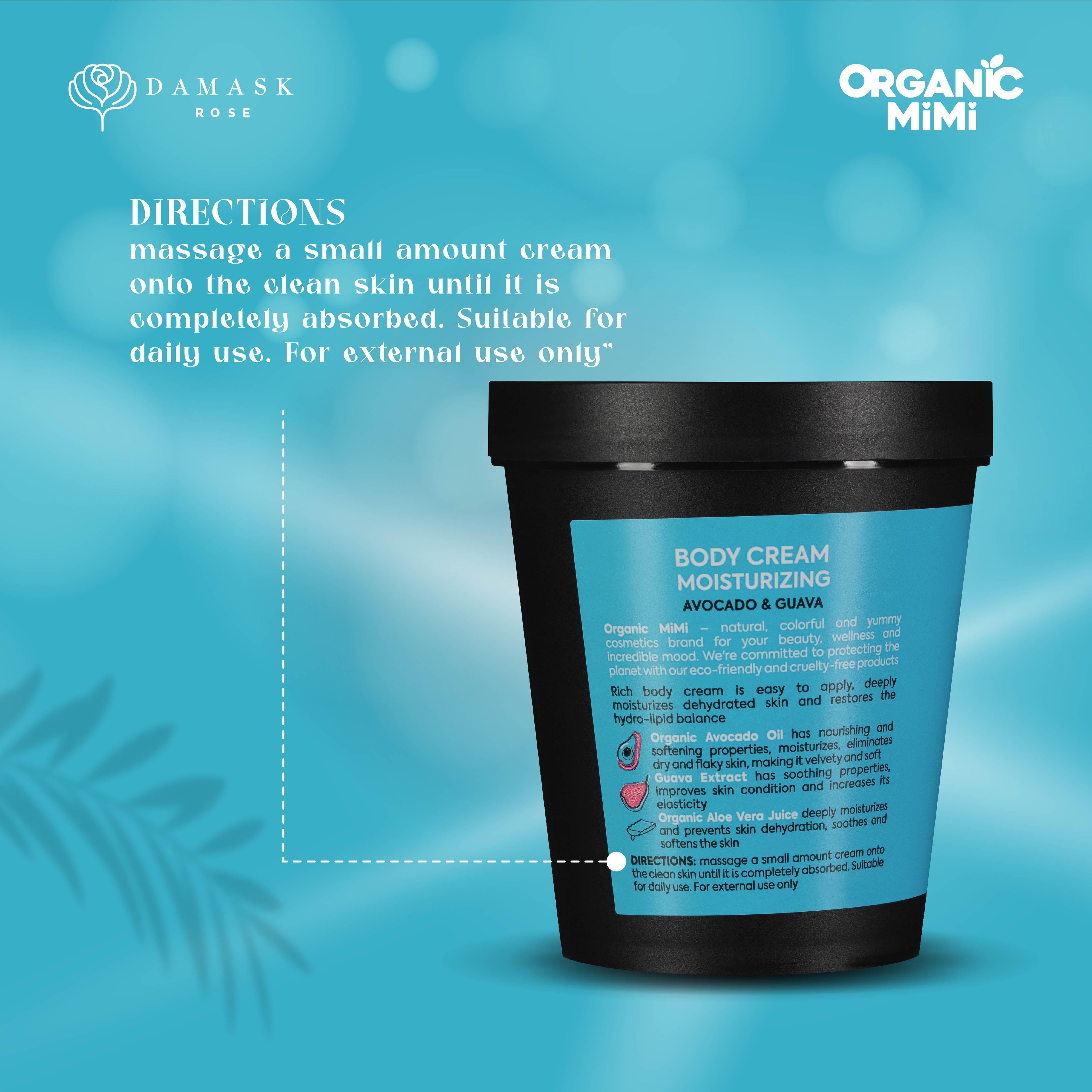 Organic Mimi, Body Cream Moisturizing Avocado &amp; Guava, 200 ml by Damask Rose