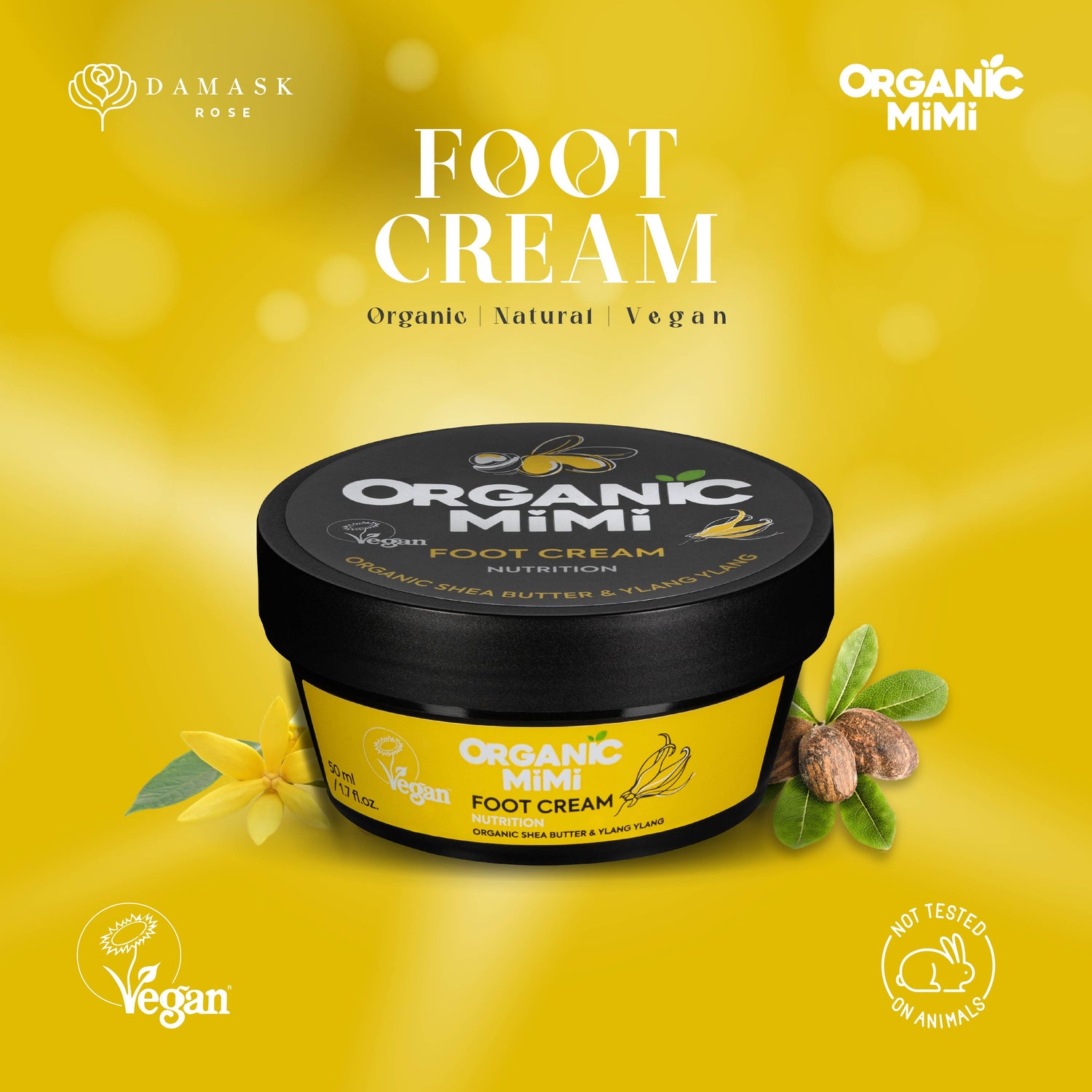 Organic Mimi, Foot Cream Nutrition Shea &amp; Ylang Ylang, 50 ml by Damask Rose