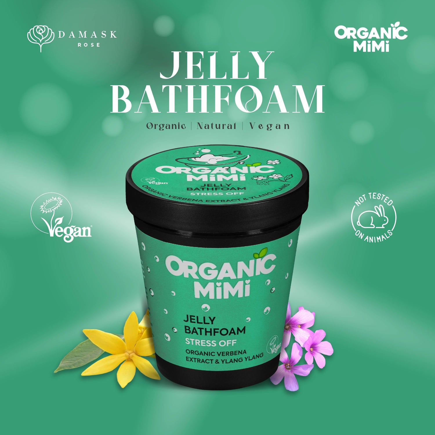 Organic Mimi, Jelly Bathfoam Stress Off Verbena &amp; Ylang Ylang, 200 ml by Damask Rose
