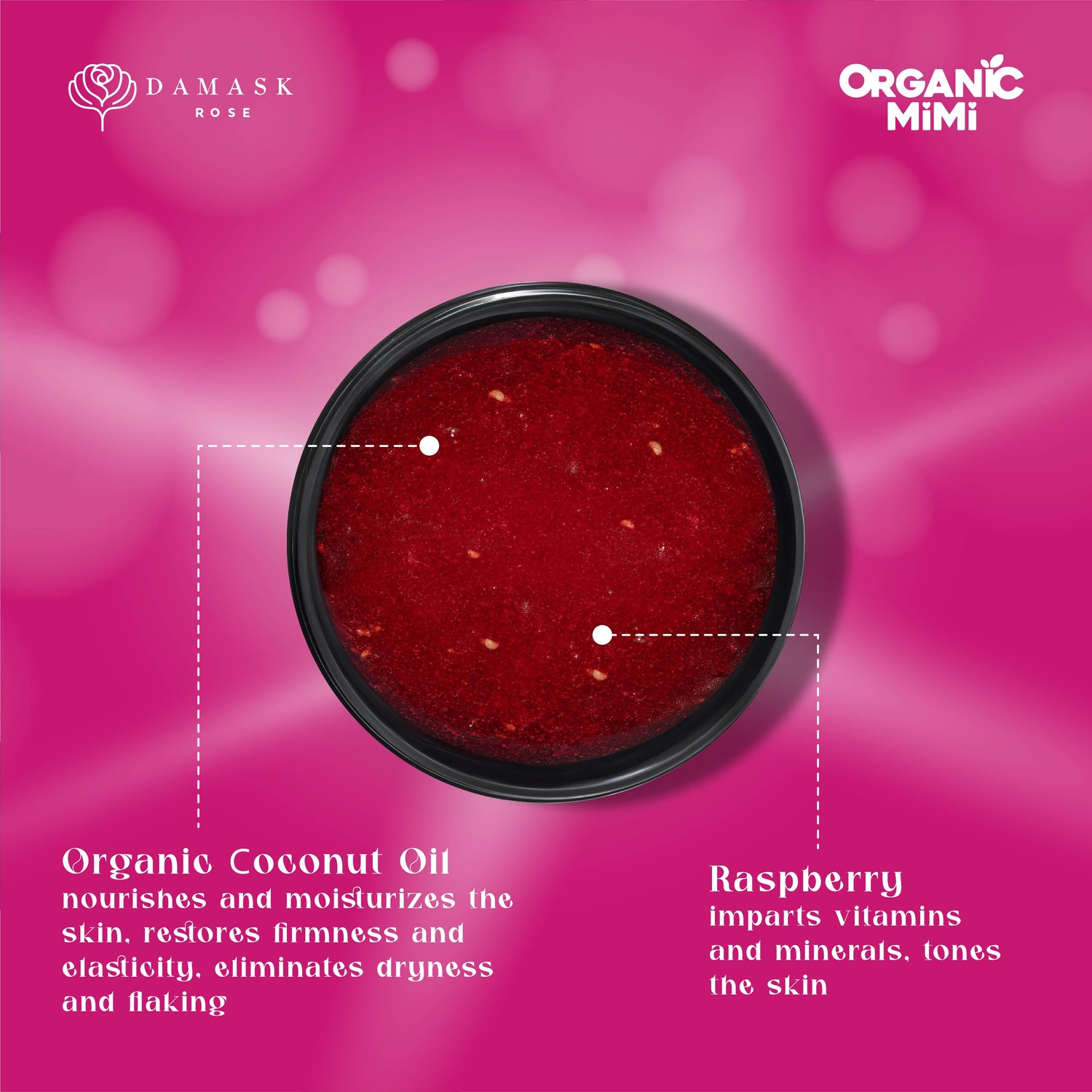 Organic Mimi, Body Scrub Jam Coconut &amp; Raspberry, 250 g by Damask Rose