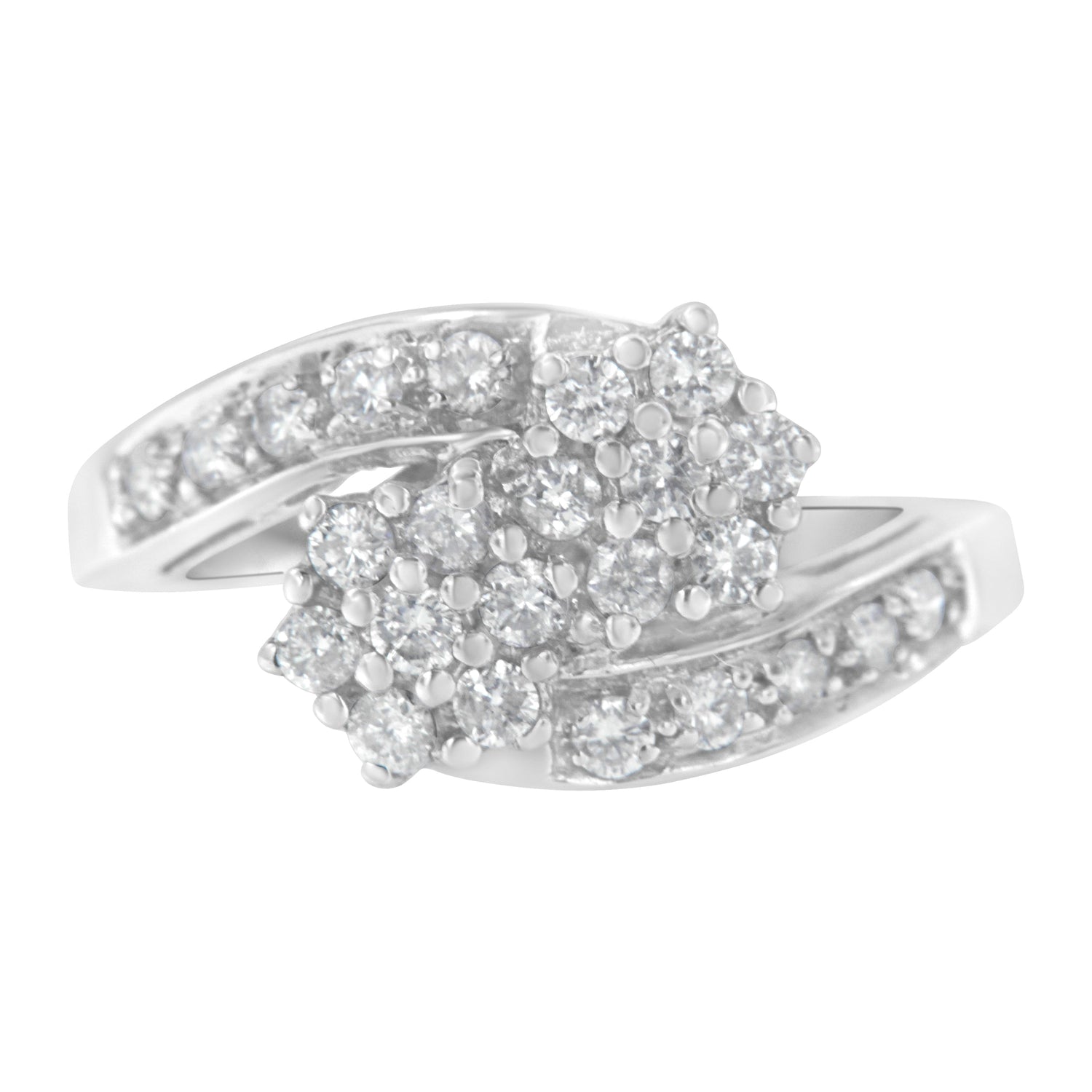 14KT White Gold Diamond Cluster Ring Band (7/8 cttw, H-I Color, I1-I2 Clarity) by Bids.com