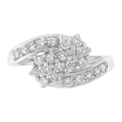 14KT White Gold Diamond Cluster Ring Band (7/8 cttw, H-I Color, I1-I2 Clarity) by Bids.com