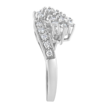 14KT White Gold Diamond Cluster Ring Band (7/8 cttw, H-I Color, I1-I2 Clarity) by Bids.com