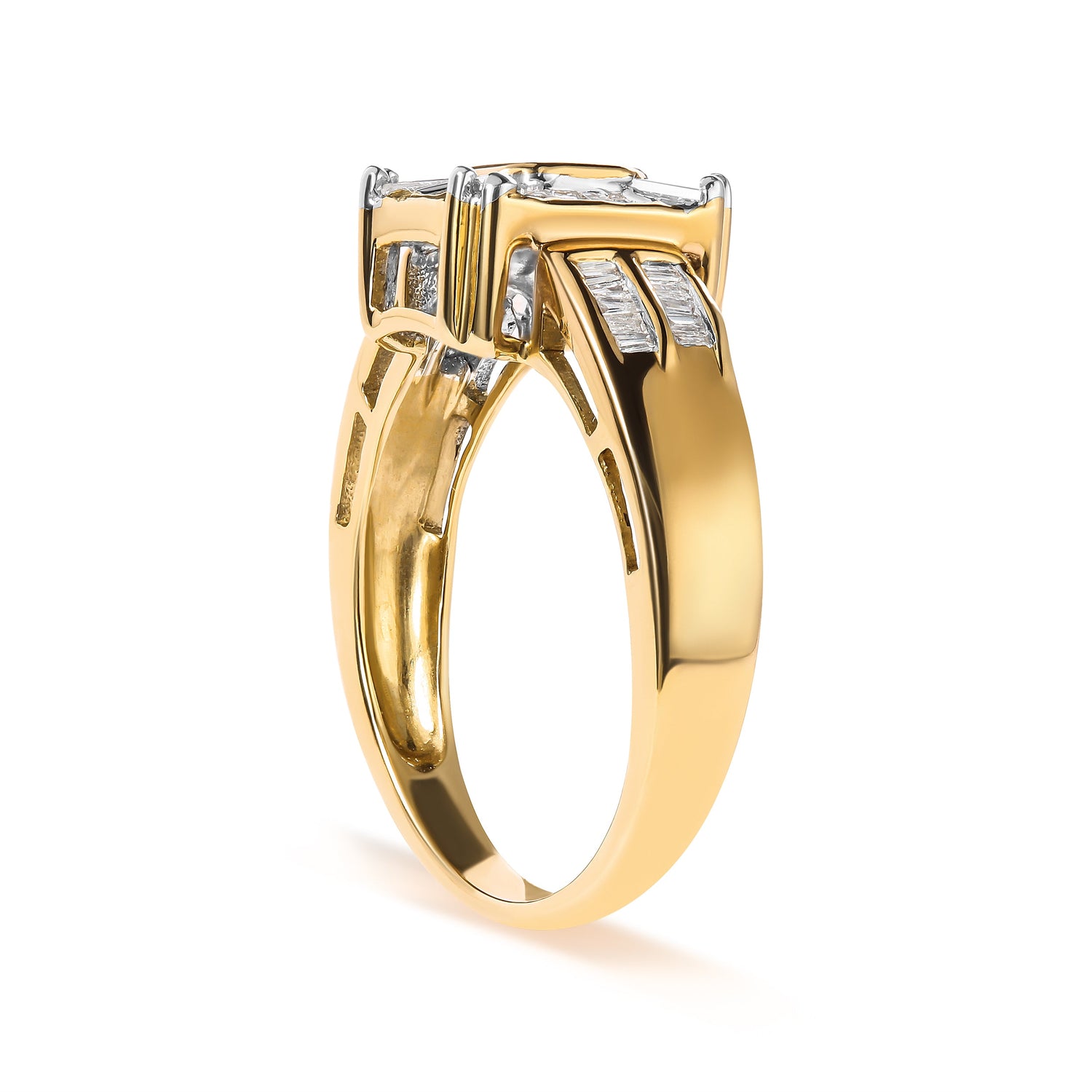10K Yellow Gold 1/2 Cttw Diamond Composite and Halo Ring (H-I Color, SI1-SI2 Clarity) - Ring Size 7 by Bids.com