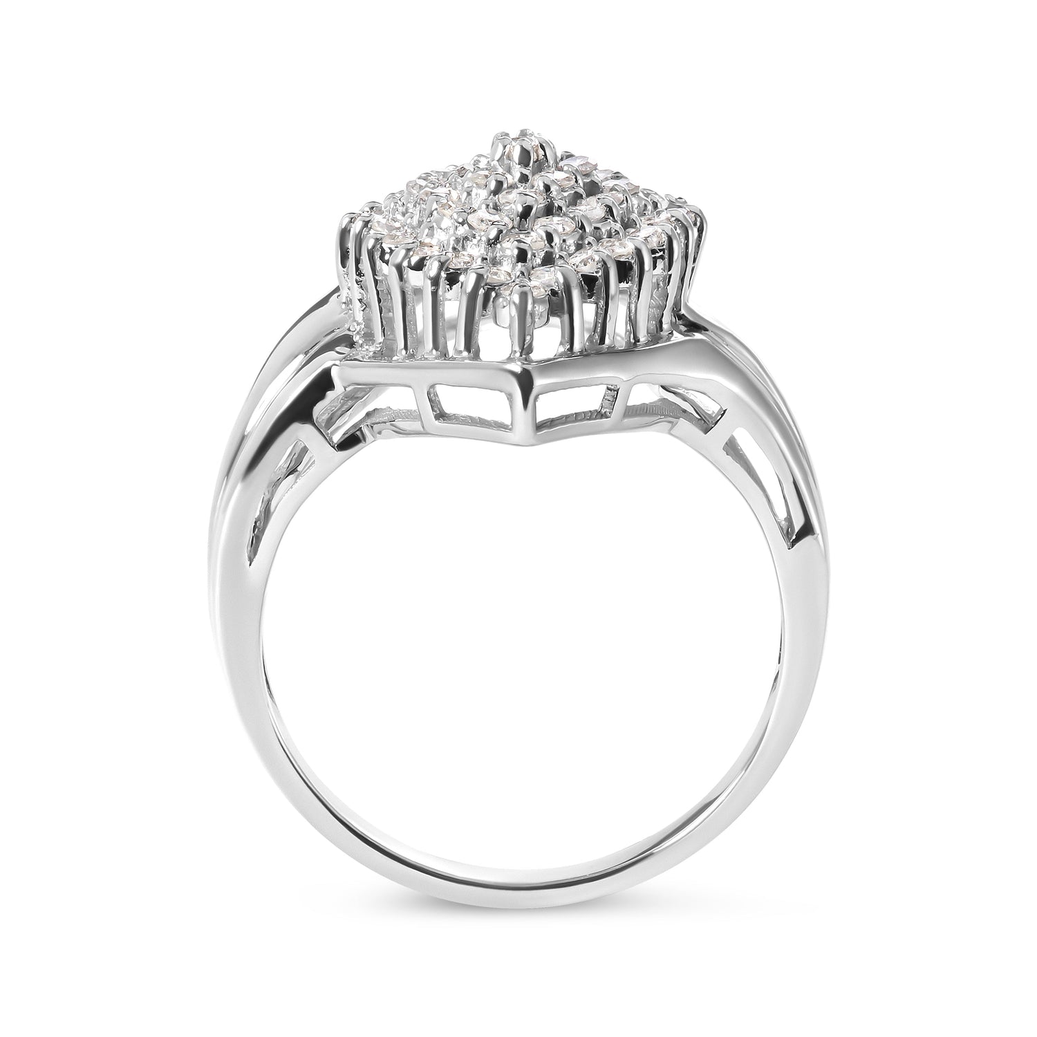 10K White Gold 1/2 Cttw Diamond Pear Shaped Cluster Ring (H-I Color, I1-I2 Clarity) - Ring Size 7 by Bids.com