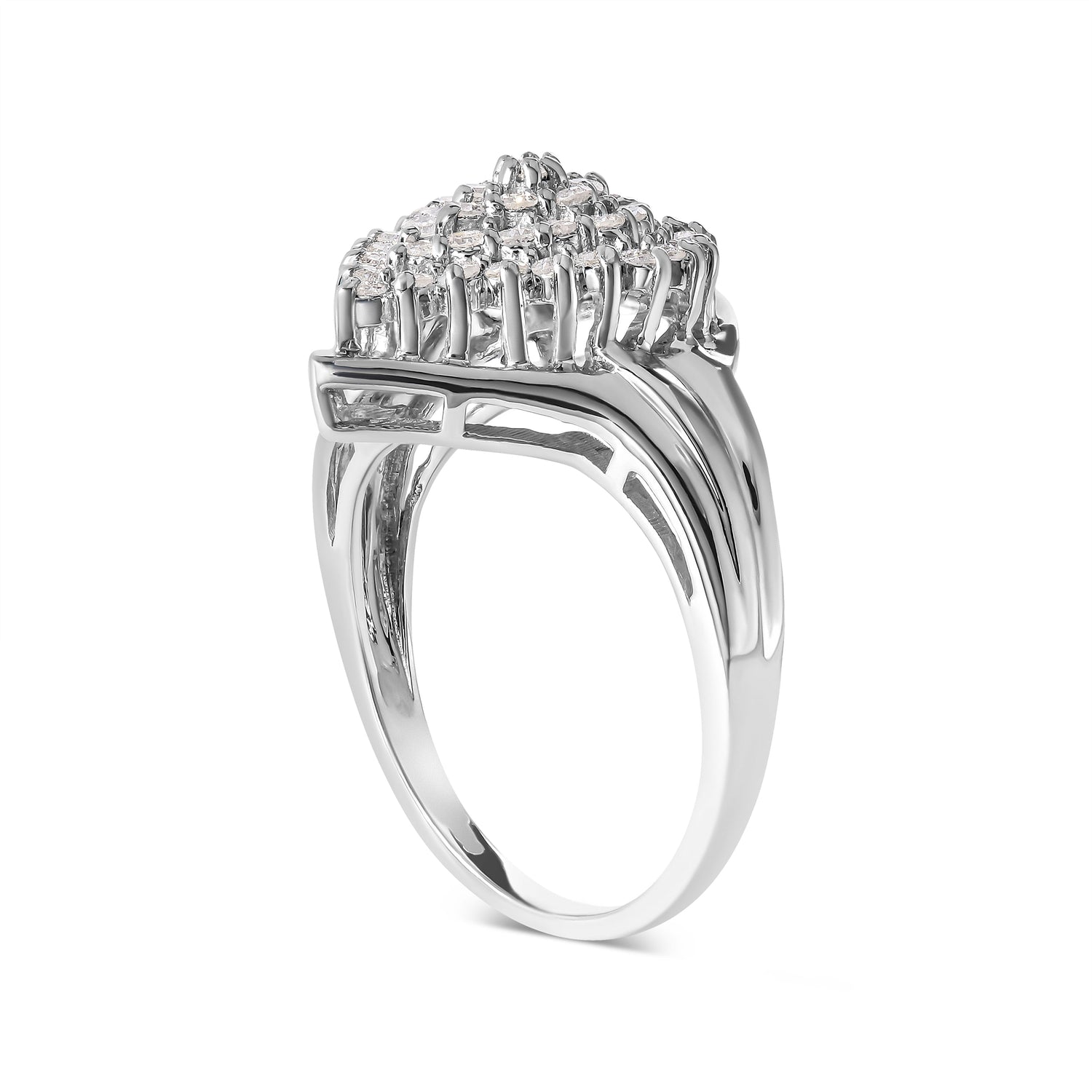 10K White Gold 1/2 Cttw Diamond Pear Shaped Cluster Ring (H-I Color, I1-I2 Clarity) - Ring Size 7 by Bids.com