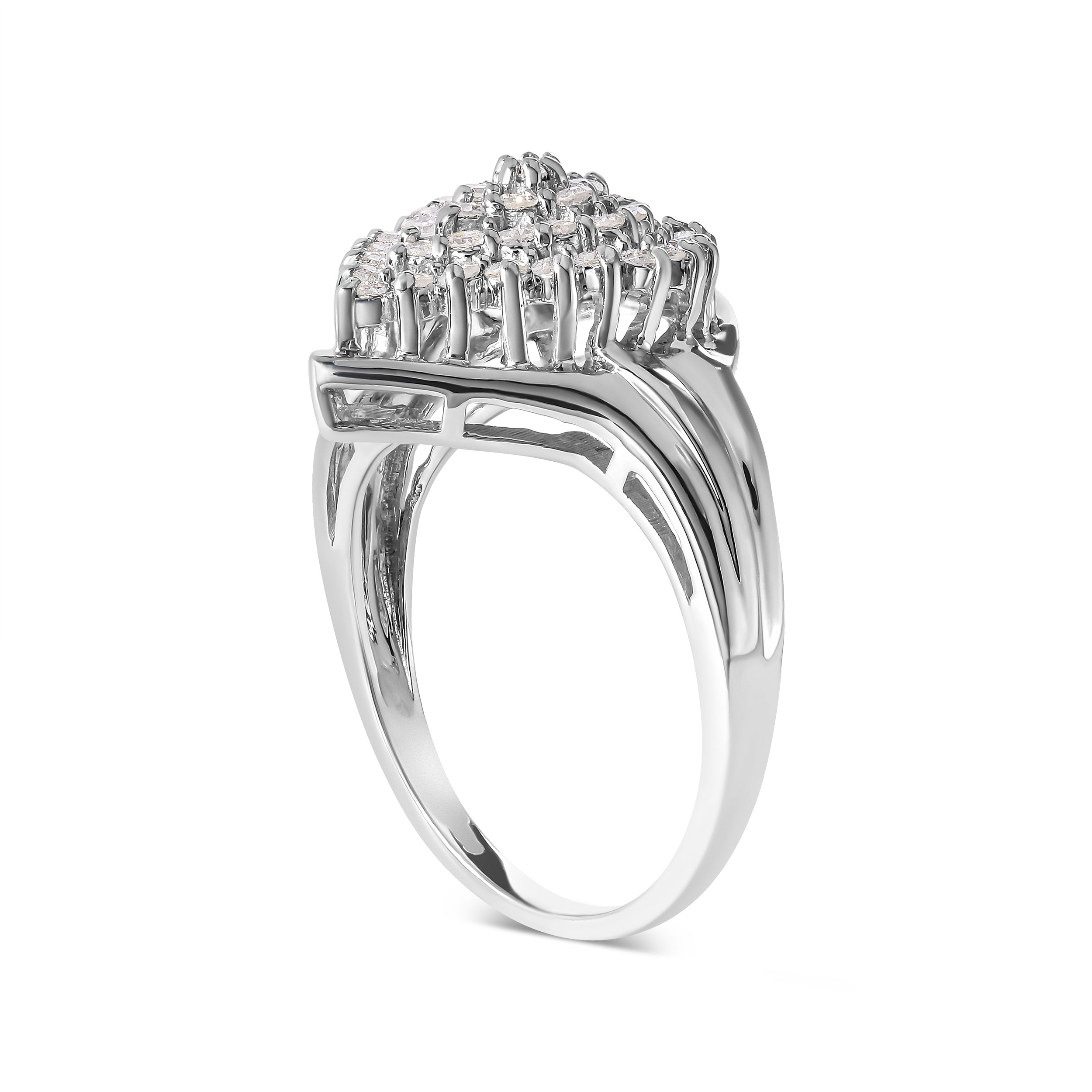 10K White Gold 1/2 Cttw Diamond Pear Shaped Cluster Ring (H-I Color, I1-I2 Clarity) - Ring Size 7 by Bids.com
