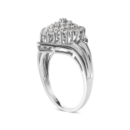 10K White Gold 1/2 Cttw Diamond Pear Shaped Cluster Ring (H-I Color, I1-I2 Clarity) - Ring Size 7 by Bids.com