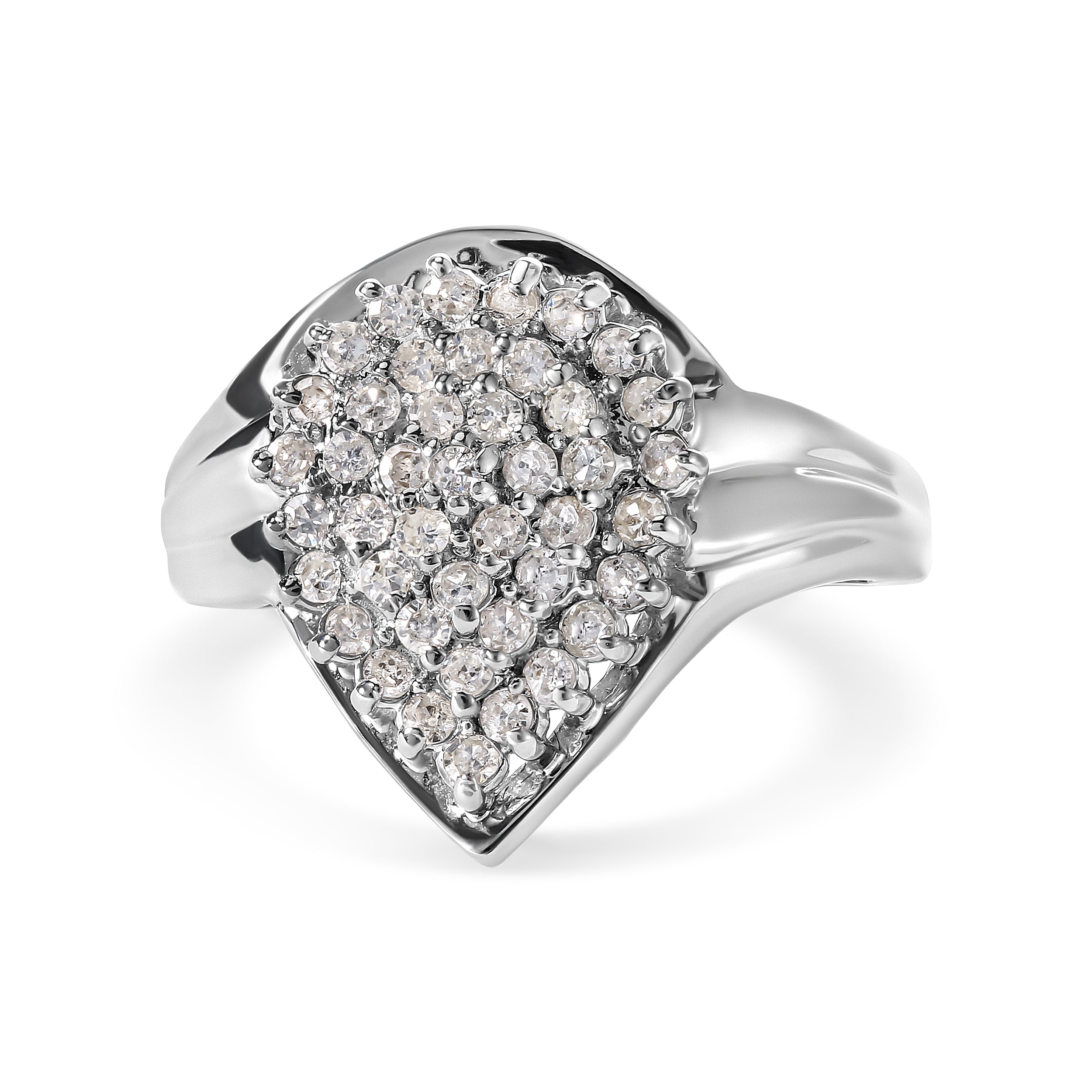 10K White Gold 1/2 Cttw Diamond Pear Shaped Cluster Ring (H-I Color, I1-I2 Clarity) - Ring Size 7 by Bids.com