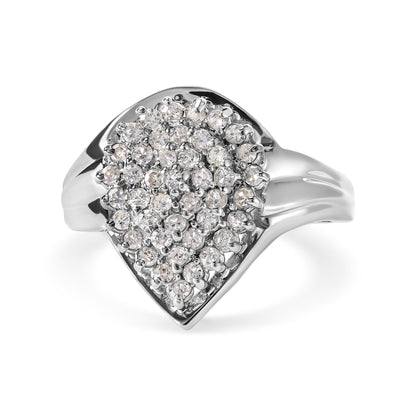 10K White Gold 1/2 Cttw Diamond Pear Shaped Cluster Ring (H-I Color, I1-I2 Clarity) - Ring Size 7 by Bids.com