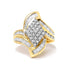 14K Yellow Gold 1-1/3 Cttw Round and Baguette Diamond Bypass Cocktail Ring  DestGlow