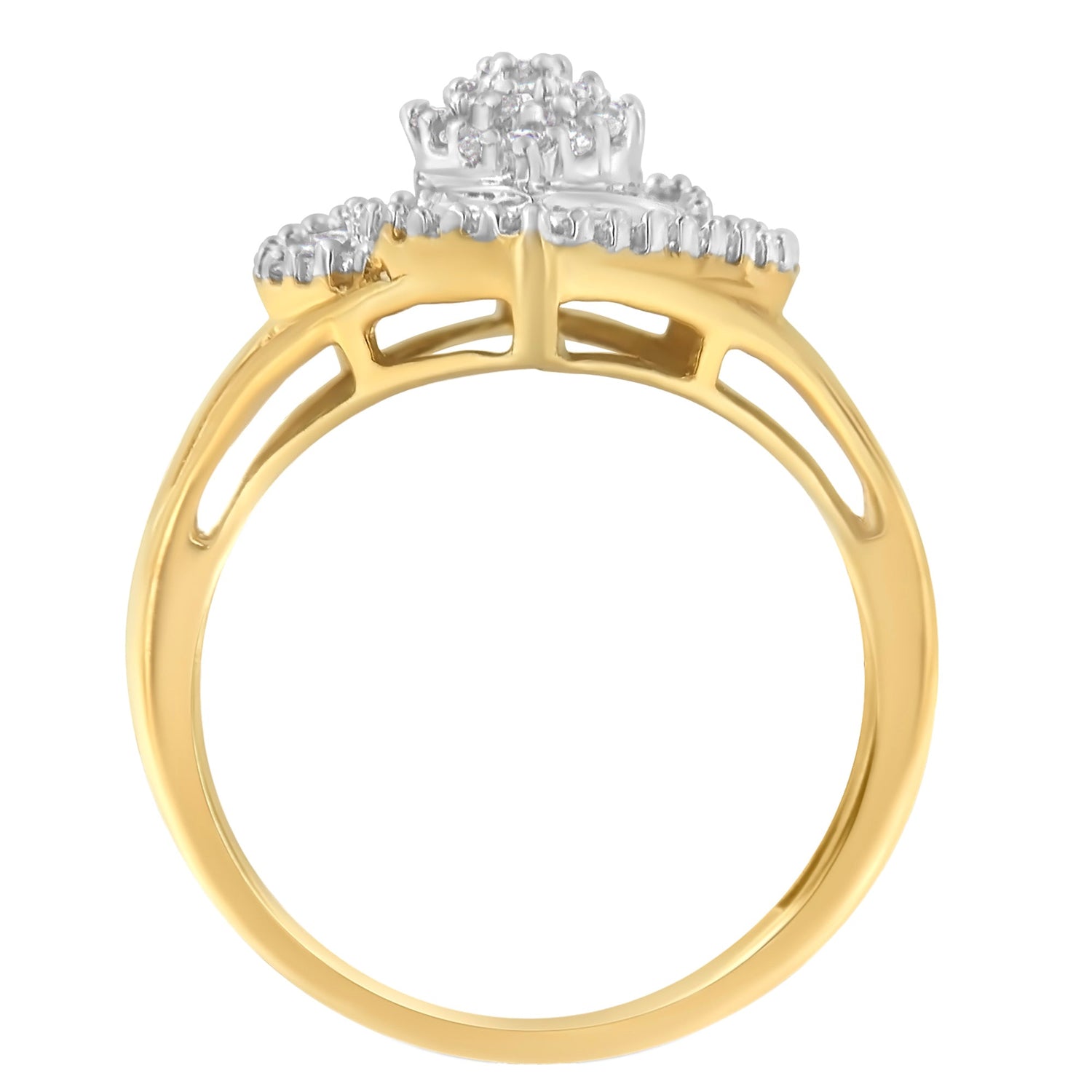 10K Yellow Gold Diamond Cocktail Ring (1/2 Cttw, J-K Color, I2-I3 Clarity) - Size 6-1/2 by Bids.com