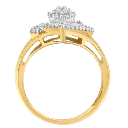 10K Yellow Gold Diamond Cocktail Ring (1/2 Cttw, J-K Color, I2-I3 Clarity) - Size 6-1/2 by Bids.com