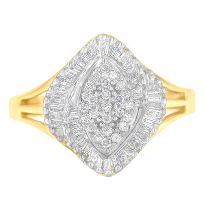 10K Yellow Gold Diamond Cocktail Ring (1/2 Cttw, J-K Color, I2-I3 Clarity) - Size 6-1/2 by Bids.com