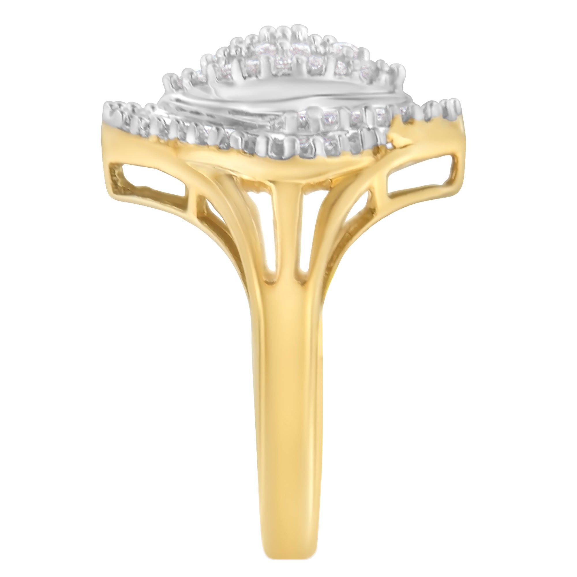 10K Yellow Gold Diamond Cocktail Ring (1/2 Cttw, J-K Color, I2-I3 Clarity) - Size 6-1/2 by Bids.com