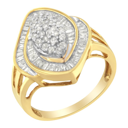 10K Yellow Gold Diamond Cluster Ring (3/4 Cttw, J-K Color, I2-I3 Clarity) - Size 6 by Bids.com