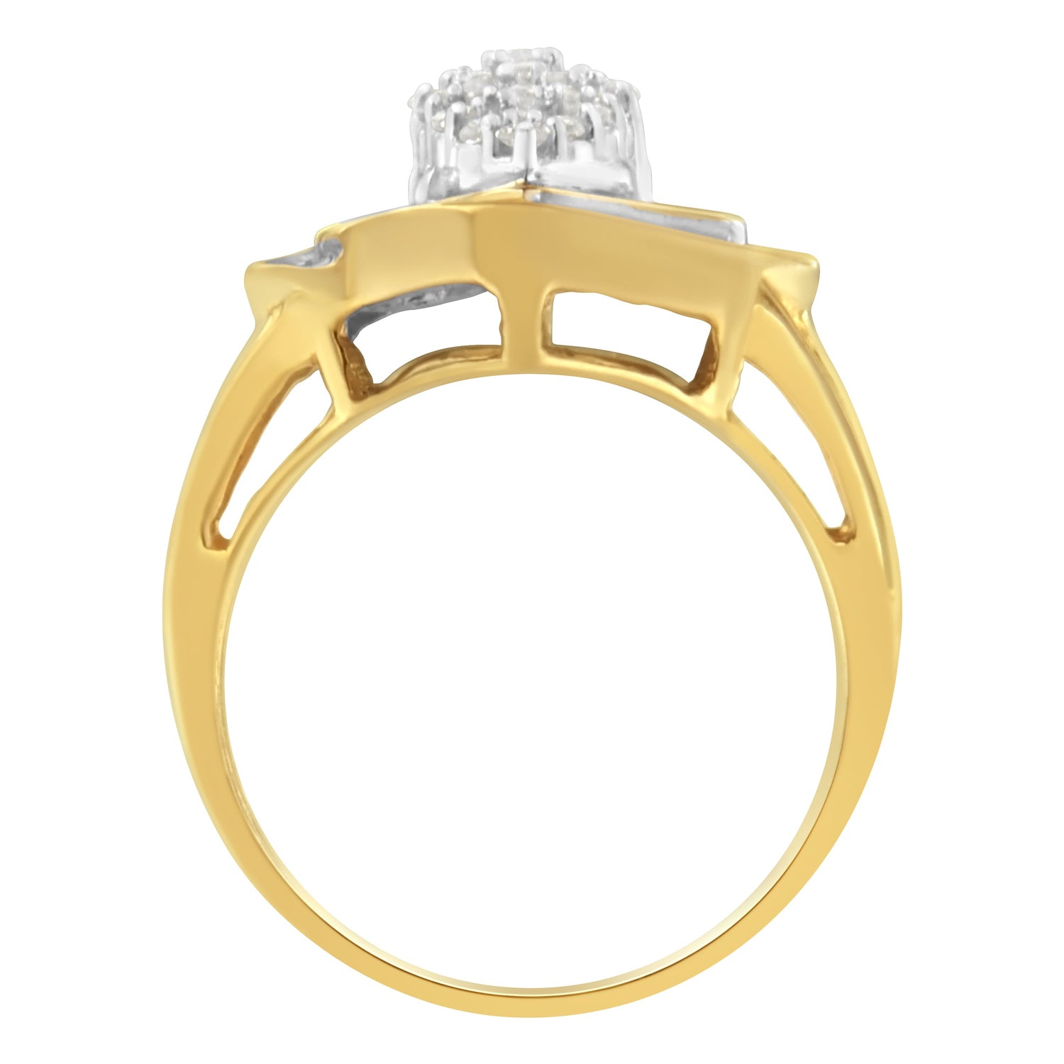 10K Yellow Gold Diamond Cluster Ring (3/4 Cttw, J-K Color, I2-I3 Clarity) - Size 6 by Bids.com