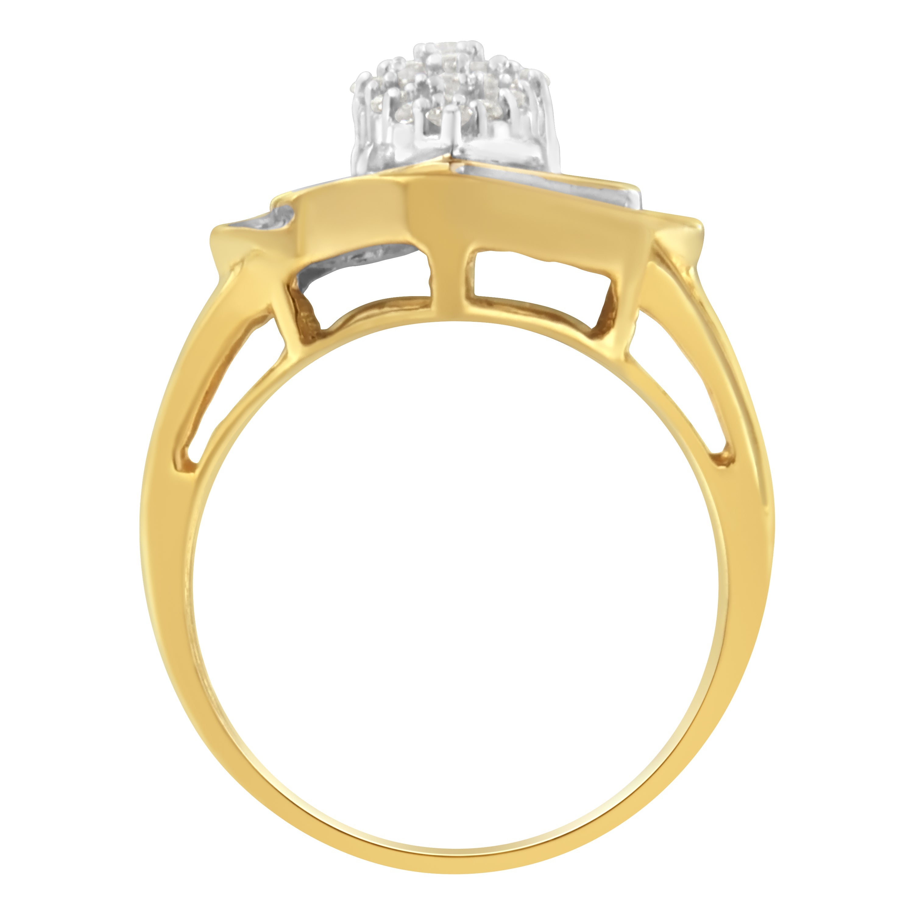 10K Yellow Gold Diamond Cluster Ring (3/4 Cttw, J-K Color, I2-I3 Clarity) - Size 6 by Bids.com