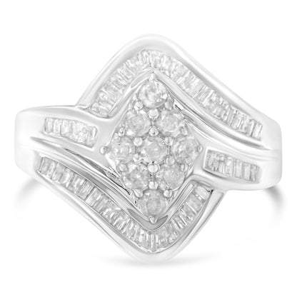 10K White Gold Diamond Bypass Cluster Ring (1 Cttw, I-J Color, I2-I3 Clarity) - Size 7 by Bids.com
