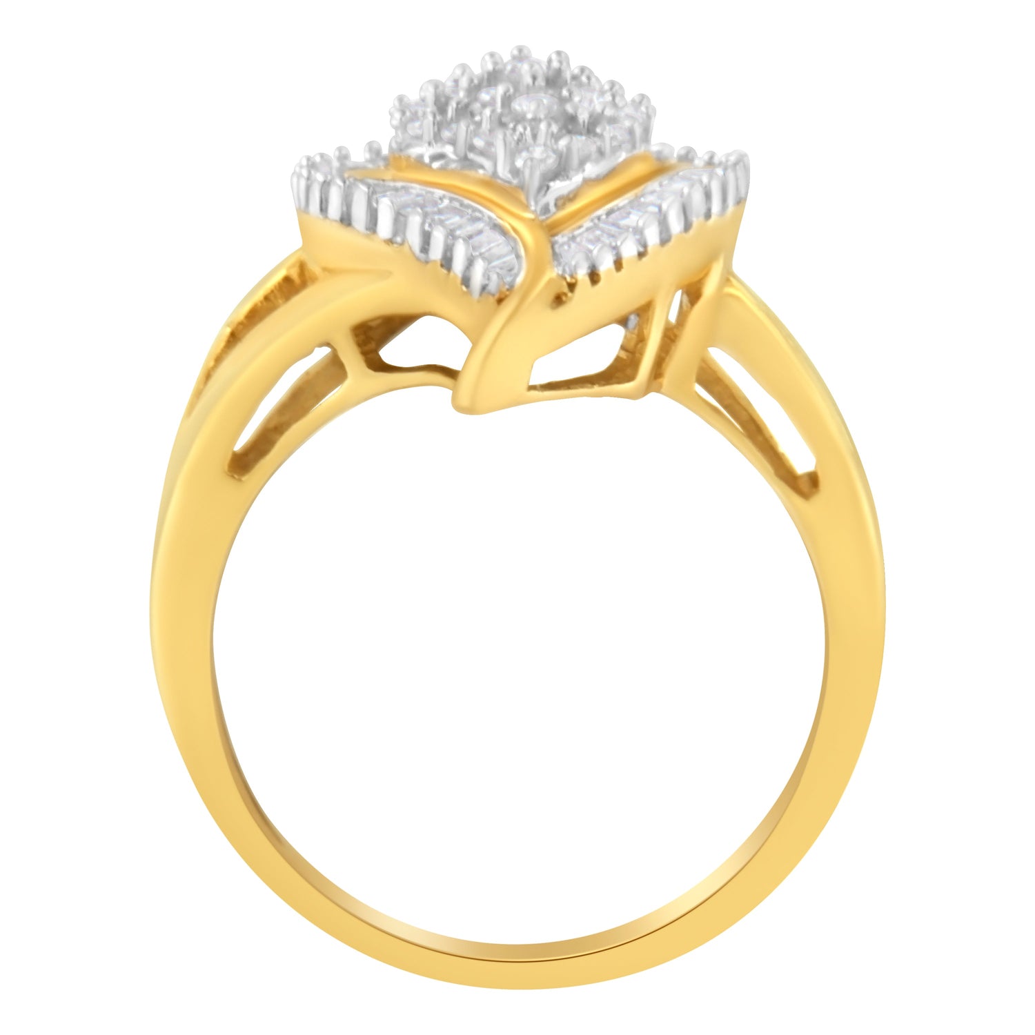 10K Yellow Gold Diamond Cluster Ring (1/2 Cttw, I-J Color, I1-I2 Clarity) - Size 8 by Bids.com