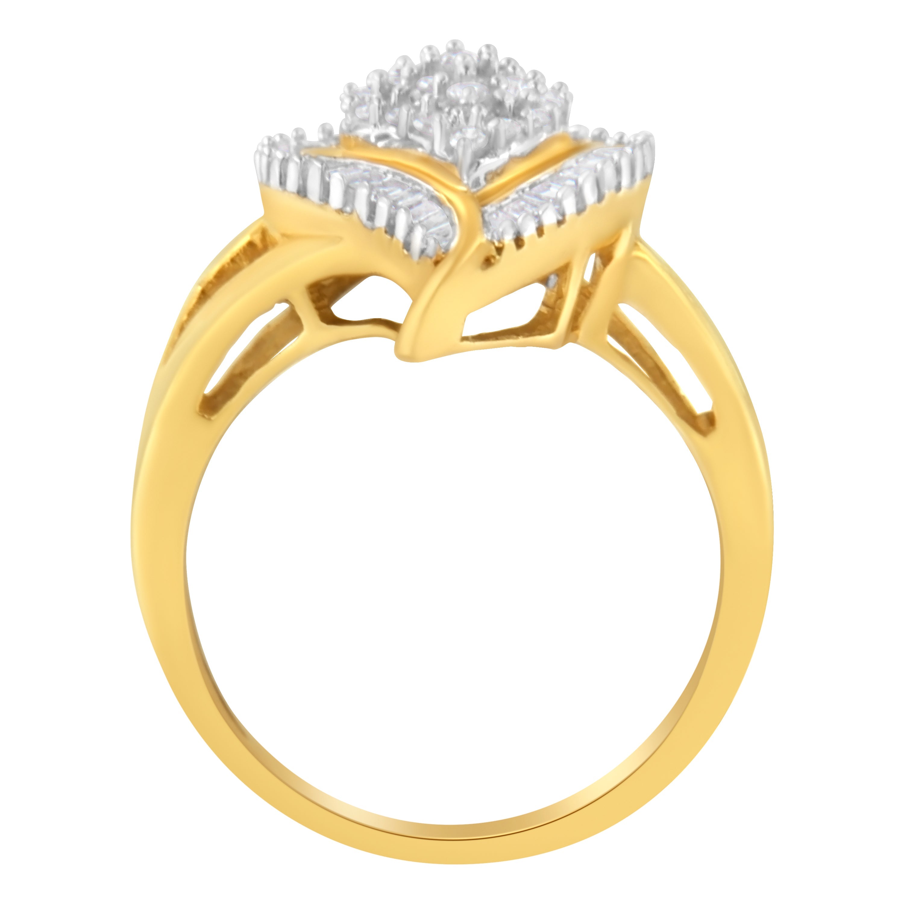 10K Yellow Gold Diamond Cluster Ring (1/2 Cttw, I-J Color, I1-I2 Clarity) - Size 8 by Bids.com