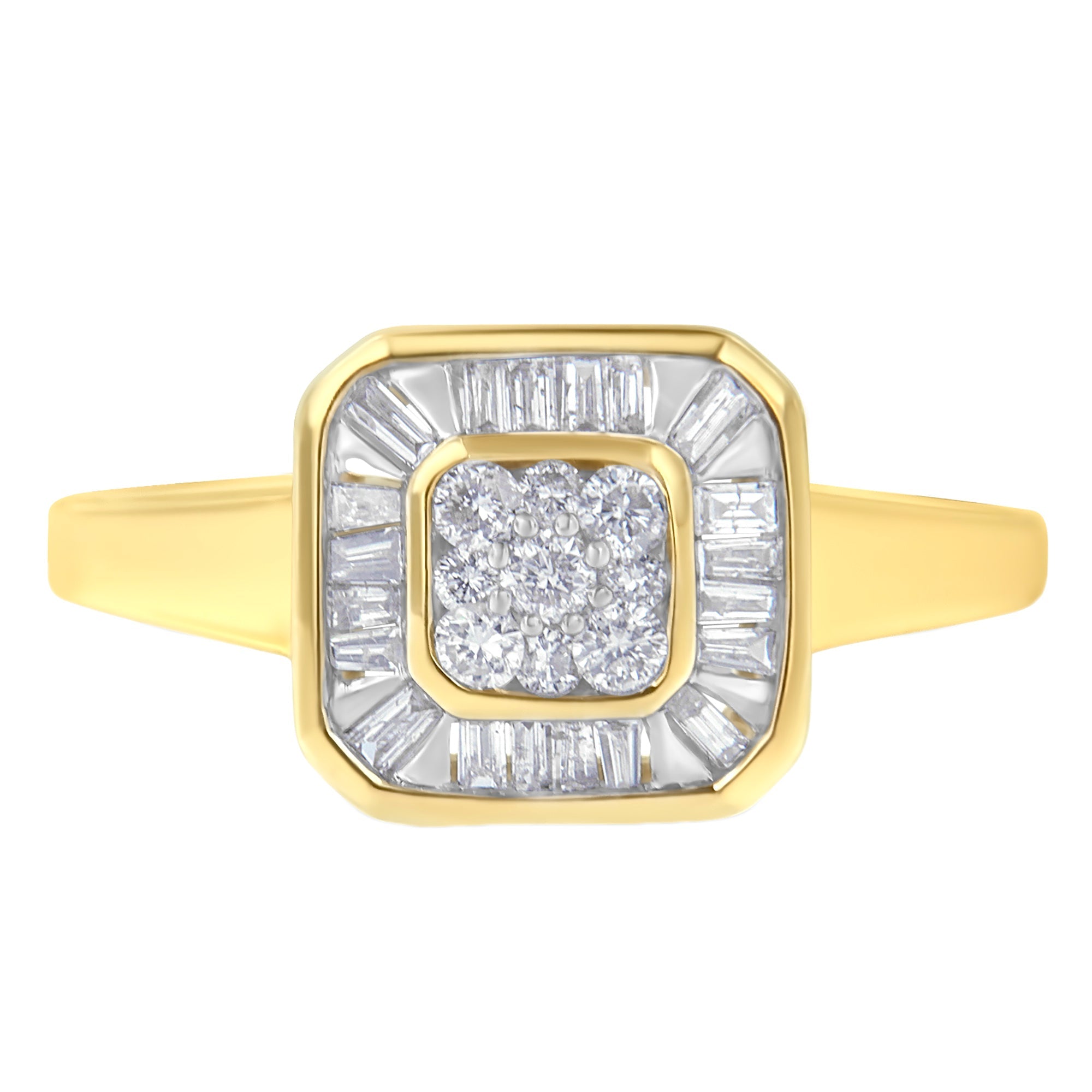 10K Yellow Gold Diamond Cocktail Ring (1/2 Cttw, I-J Color, SI2-I1 Clarity) - Size 6 by Bids.com