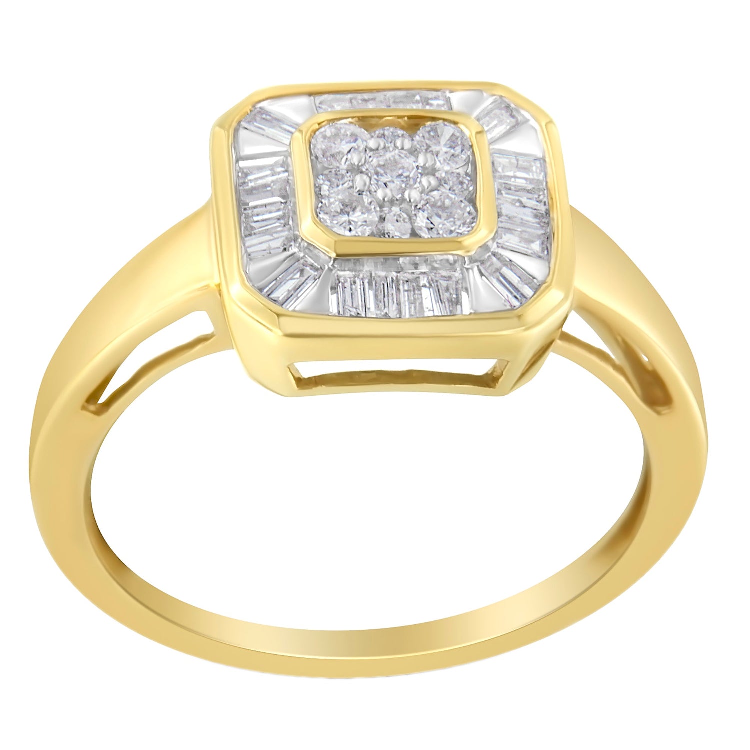 10K Yellow Gold Diamond Cocktail Ring (1/2 Cttw, I-J Color, SI2-I1 Clarity) - Size 6 by Bids.com