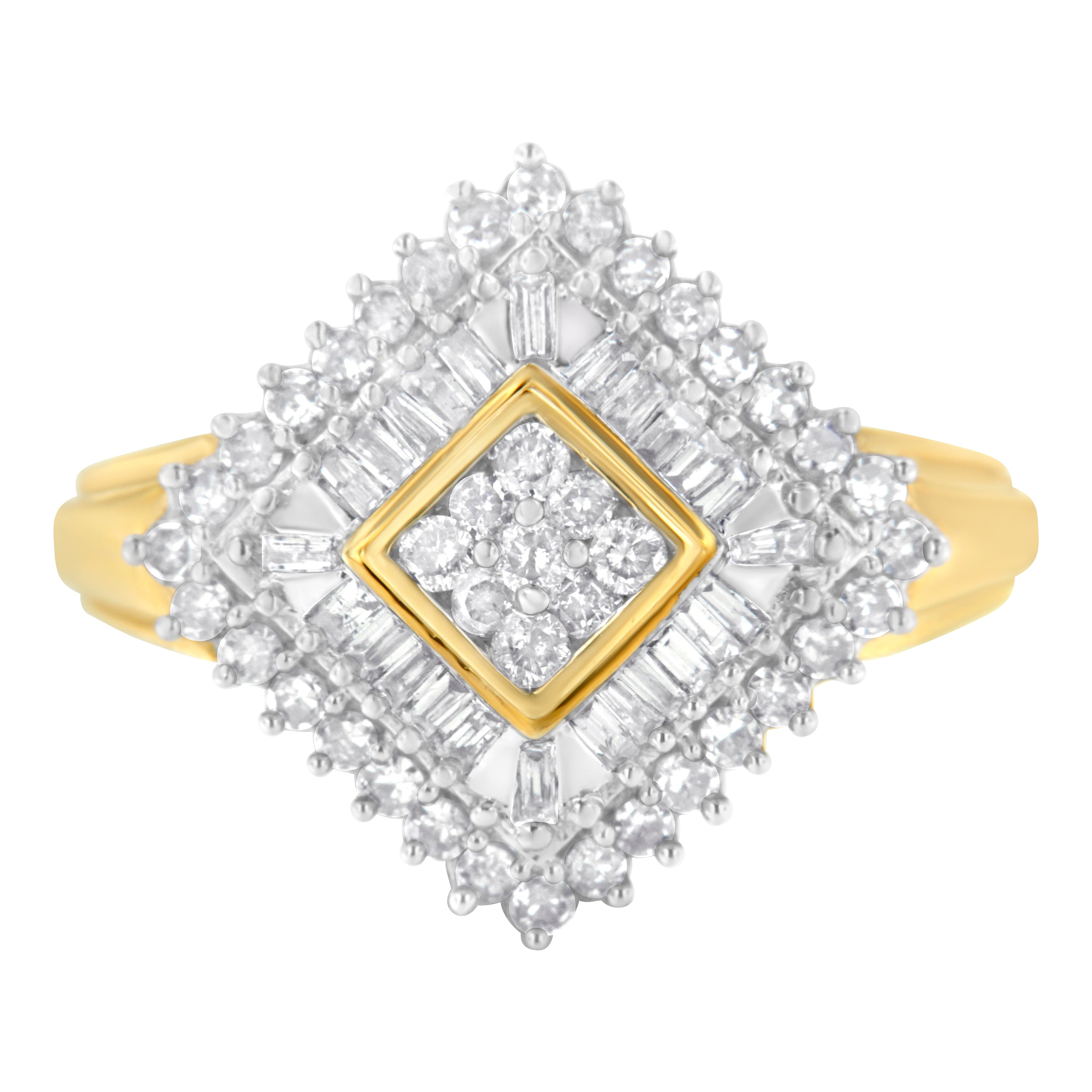10K Yellow Gold Diamond Ballerina Ring (1 Cttw, I-J Color, I1-I2 Clarity) - Size 7 by Bids.com