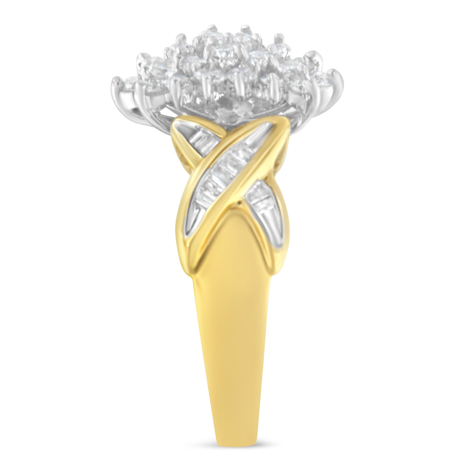 10K Yellow Gold Round And Baguette-Cut Diamond Ring (1/2 Cttw, H-I Color, I1-I2 Clarity) - Size 6 by Bids.com