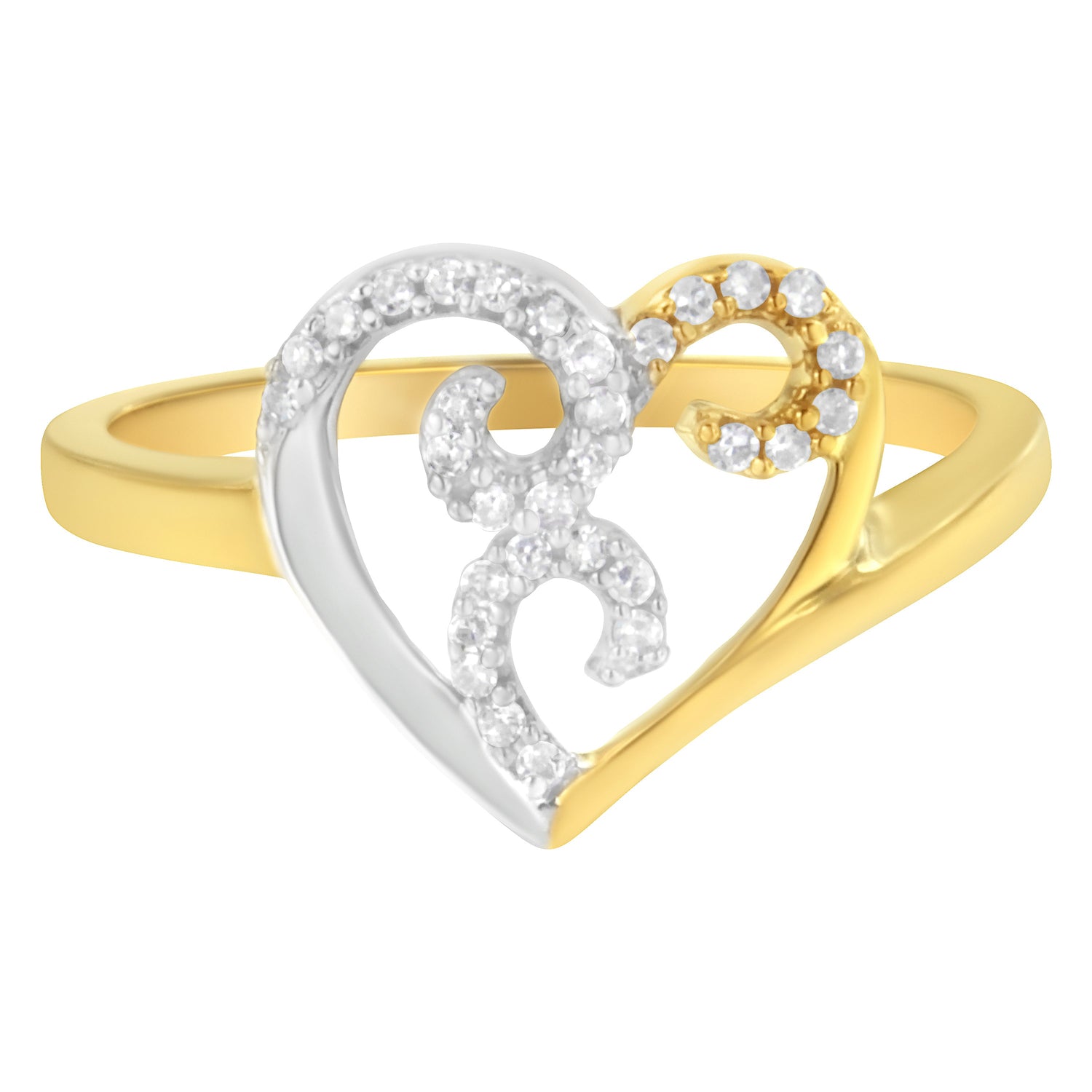 10K Two-Toned Gold Diamond Heart Shape Cluster Ring (1/6 Cttw, H-I Color, I1-I2 Clarity) - Size 6 by Bids.com