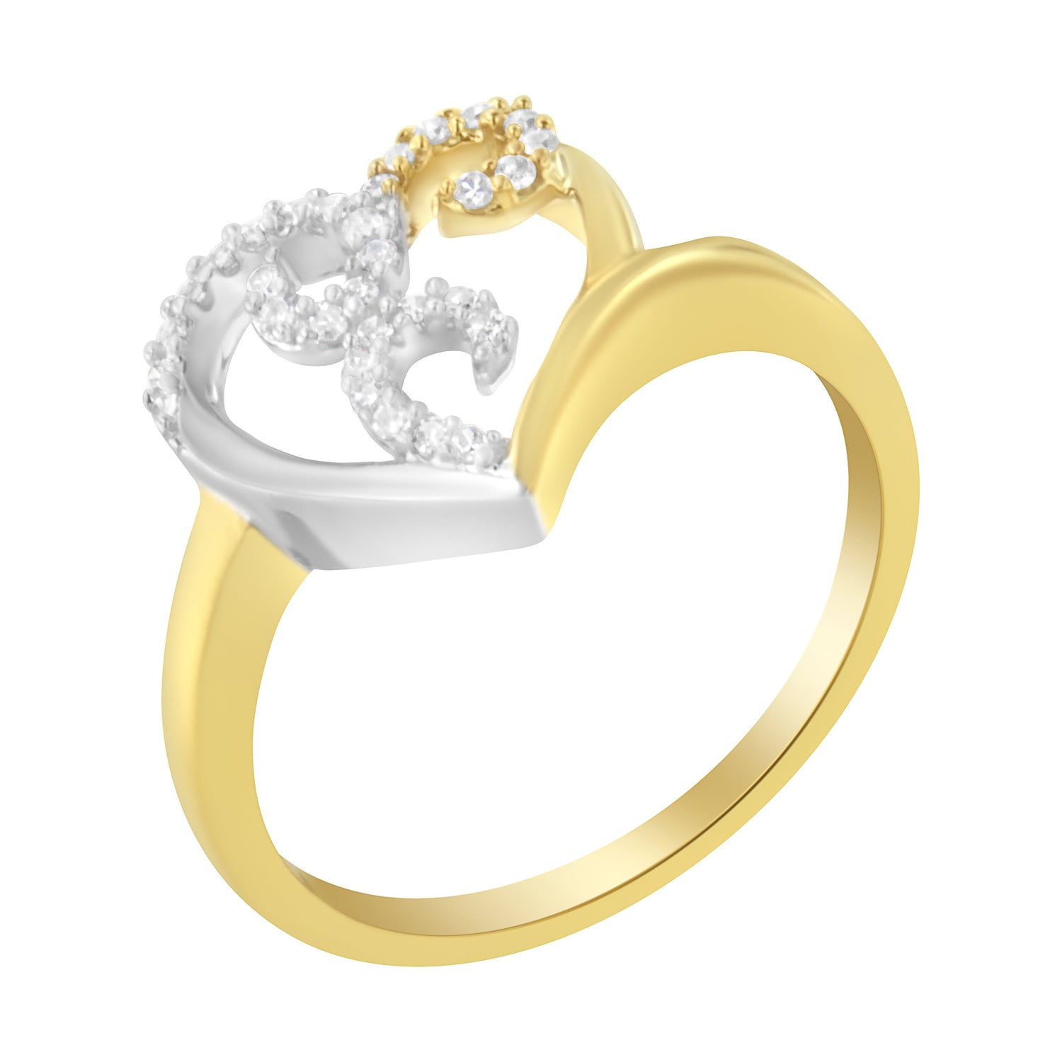 10K Two-Toned Gold Diamond Heart Shape Cluster Ring (1/6 Cttw, H-I Color, I1-I2 Clarity) - Size 6 by Bids.com