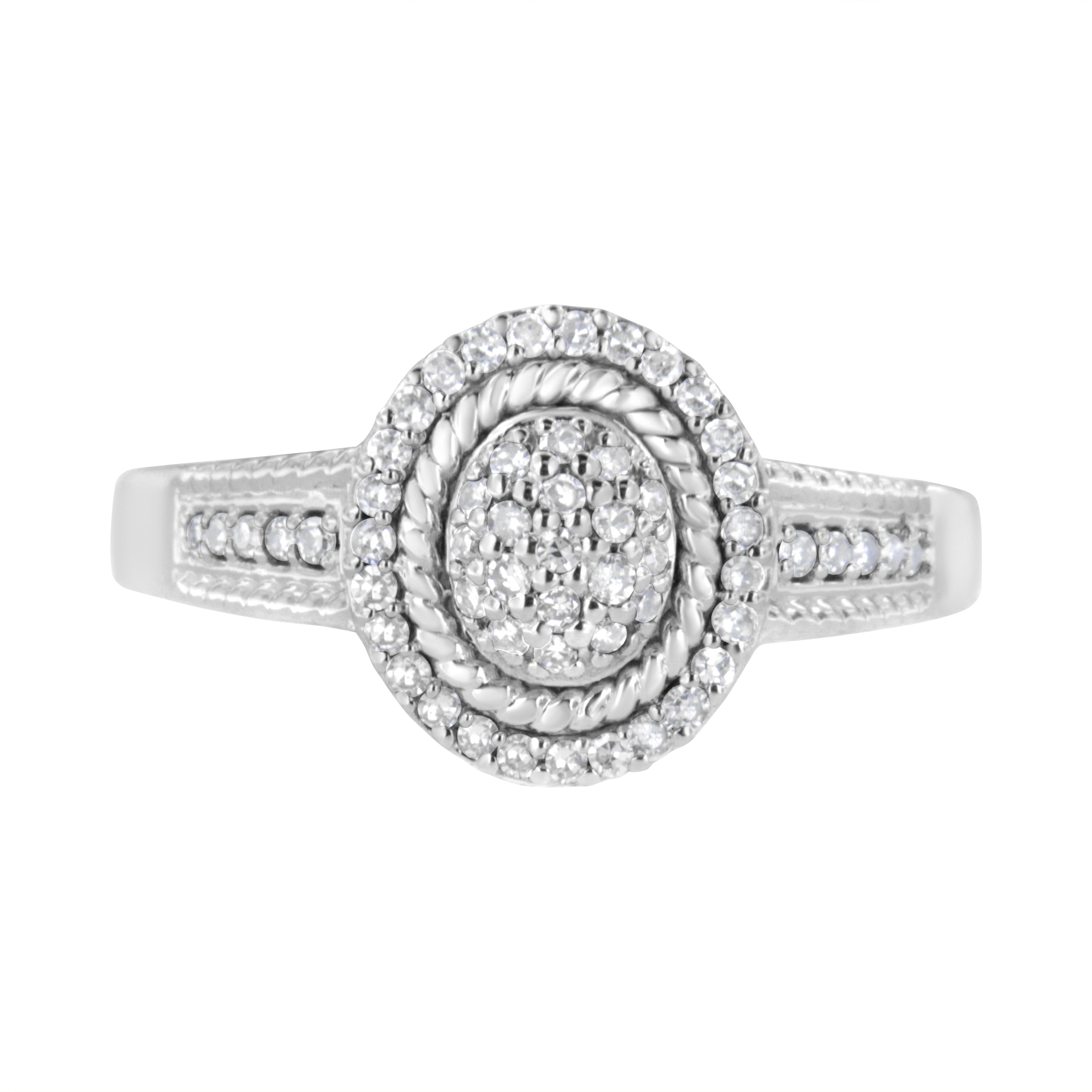 .925 Sterling Silver 1/3 Cttw Pave Set Round-Cut Diamond Braided Halo Cocktail Ring (I-J Color, I2-I3 Clarity) - Size 7 by Bids.com