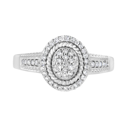 .925 Sterling Silver 1/3 Cttw Pave Set Round-Cut Diamond Braided Halo Cocktail Ring (I-J Color, I2-I3 Clarity) - Size 7 by Bids.com