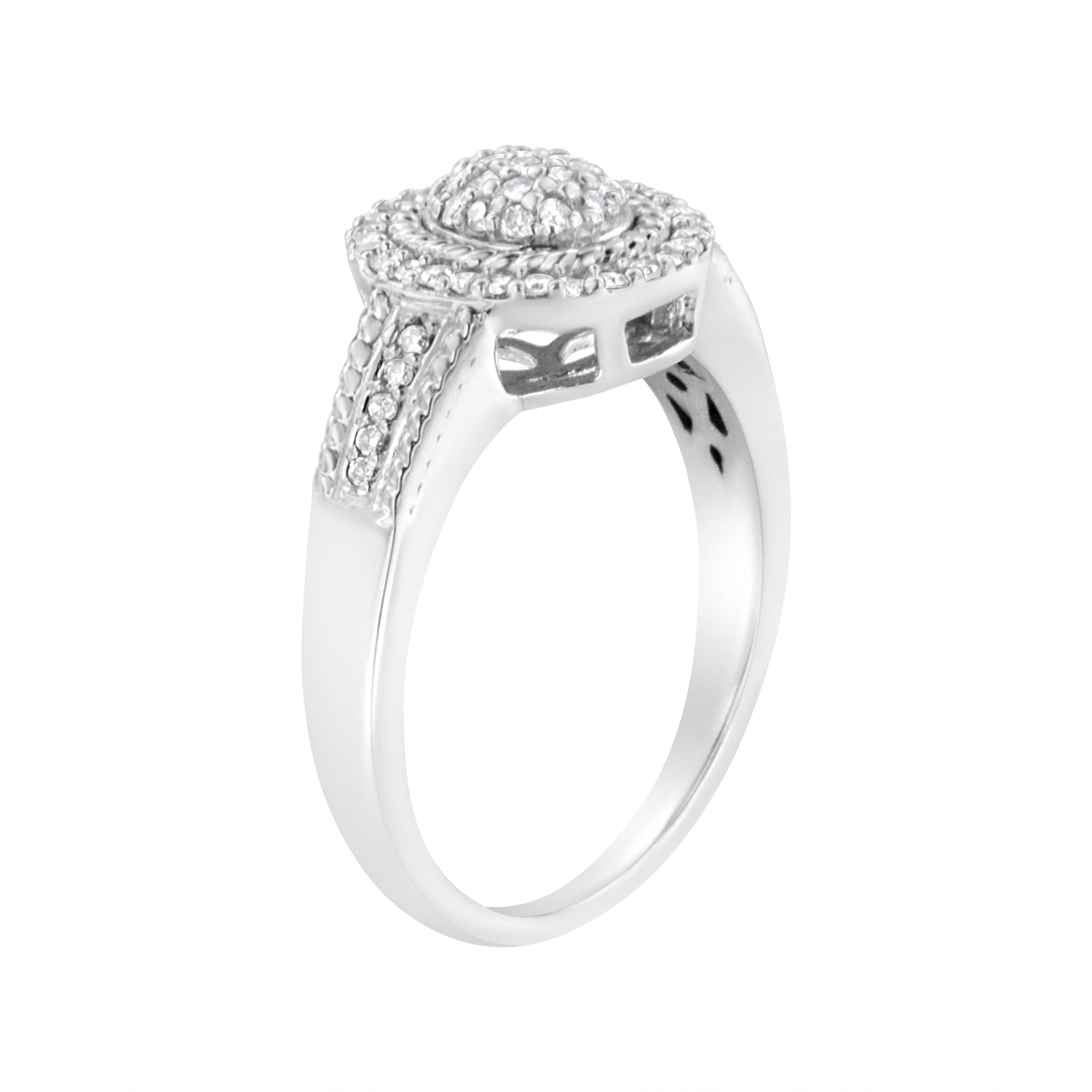 .925 Sterling Silver 1/3 Cttw Pave Set Round-Cut Diamond Braided Halo Cocktail Ring (I-J Color, I2-I3 Clarity) - Size 7 by Bids.com