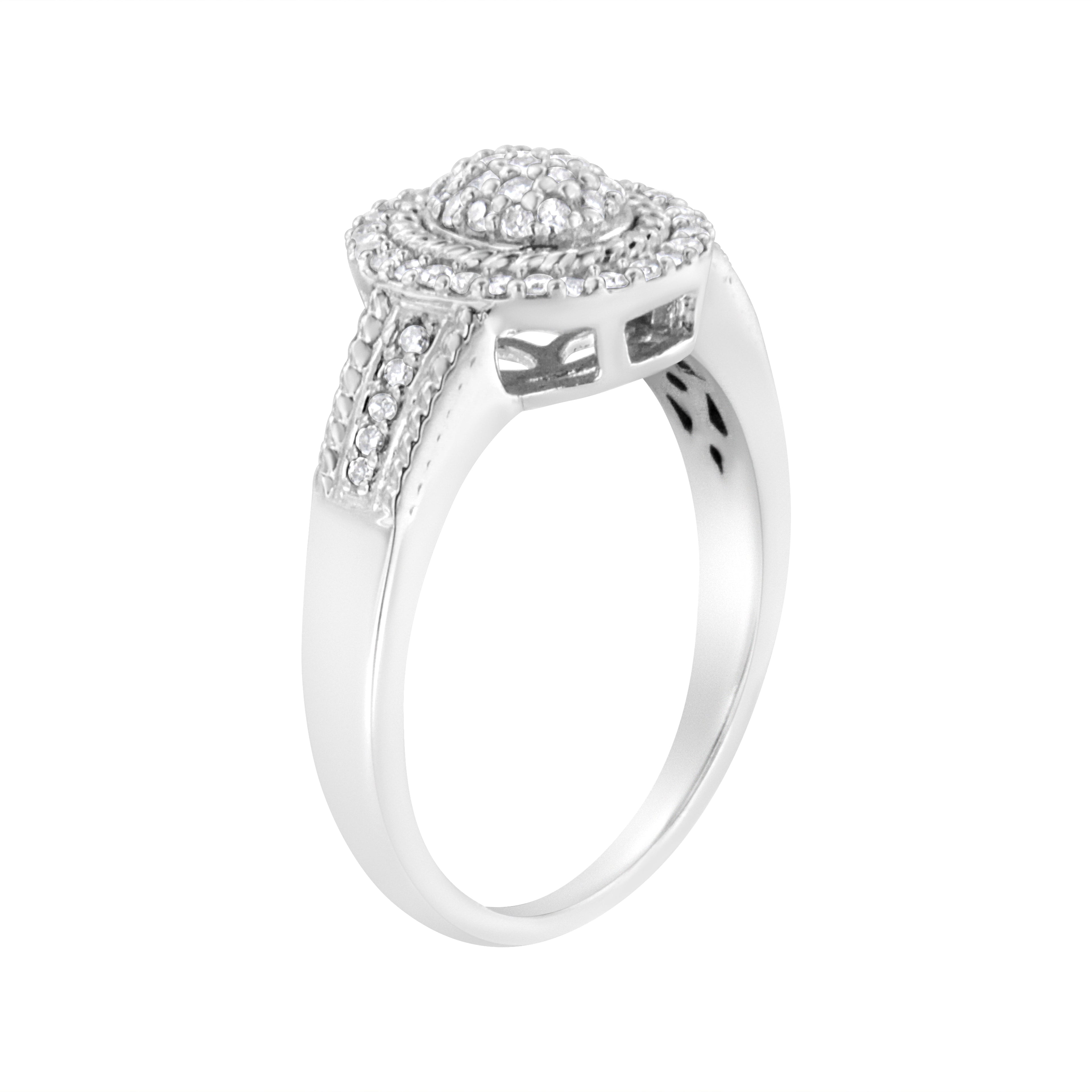 .925 Sterling Silver 1/3 Cttw Pave Set Round-Cut Diamond Braided Halo Cocktail Ring (I-J Color, I2-I3 Clarity) - Size 7 by Bids.com