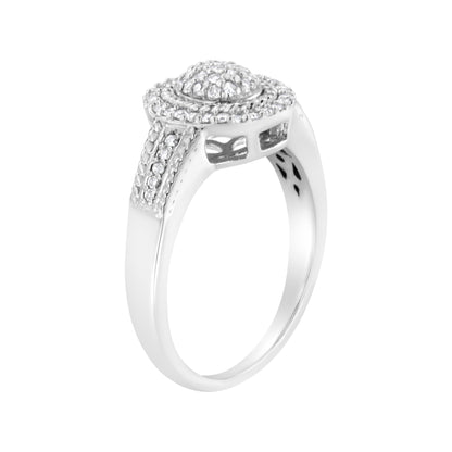 .925 Sterling Silver 1/3 Cttw Pave Set Round-Cut Diamond Braided Halo Cocktail Ring (I-J Color, I2-I3 Clarity) - Size 7 by Bids.com